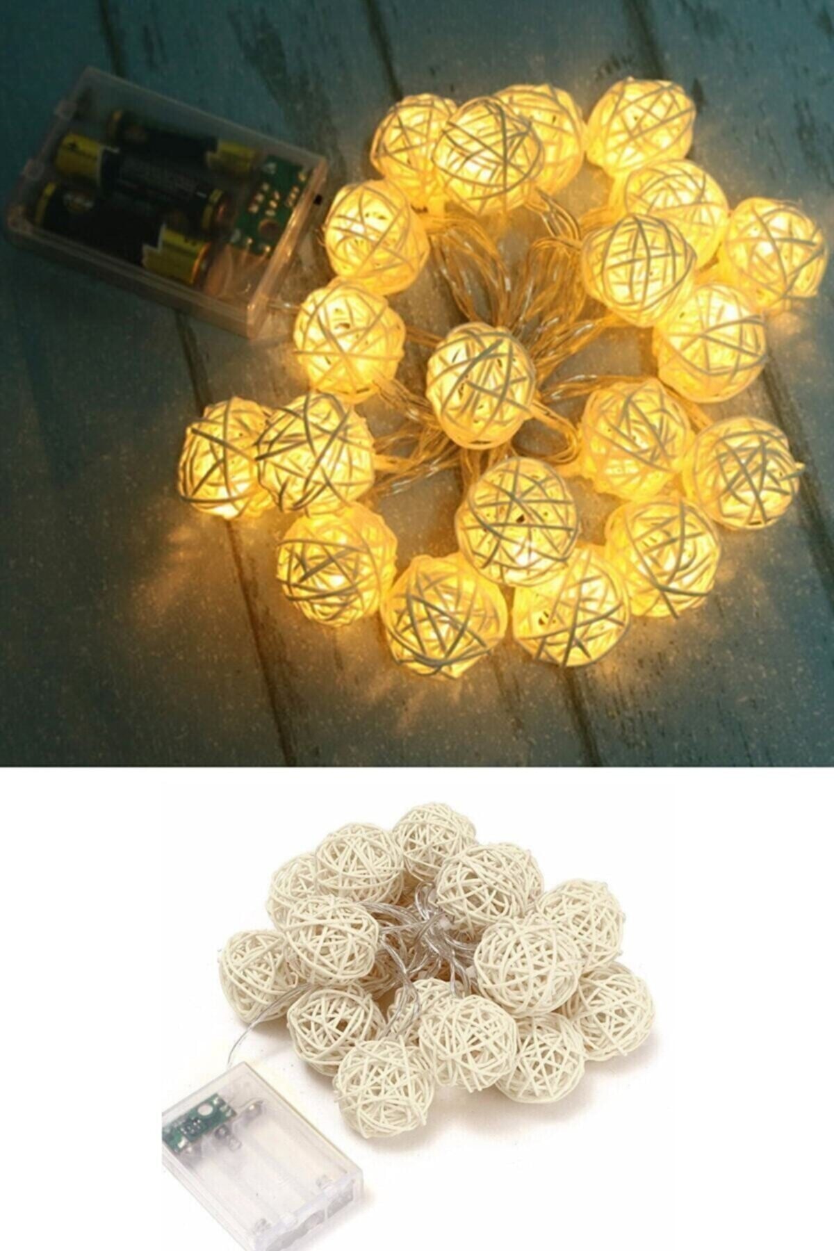 Jetcom Dekoratif Led Işık Rattan Toplar Şerit Led 2 Metre 10 Led Işıklı Aydınlatma