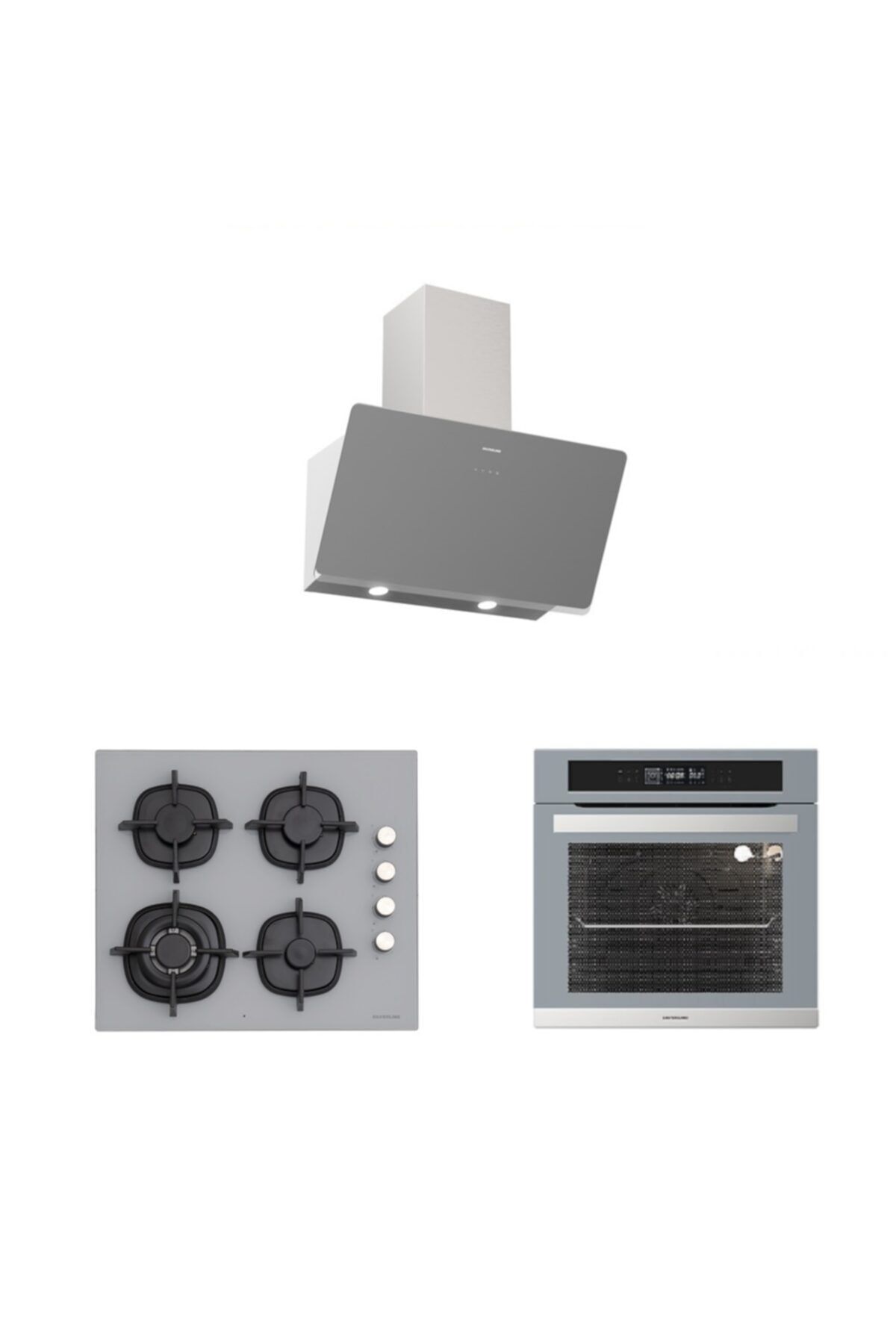 Silverline Gri Cam Ankastre Set (3457 Soho 60 Gri+cs5429s01+bo6505s02)