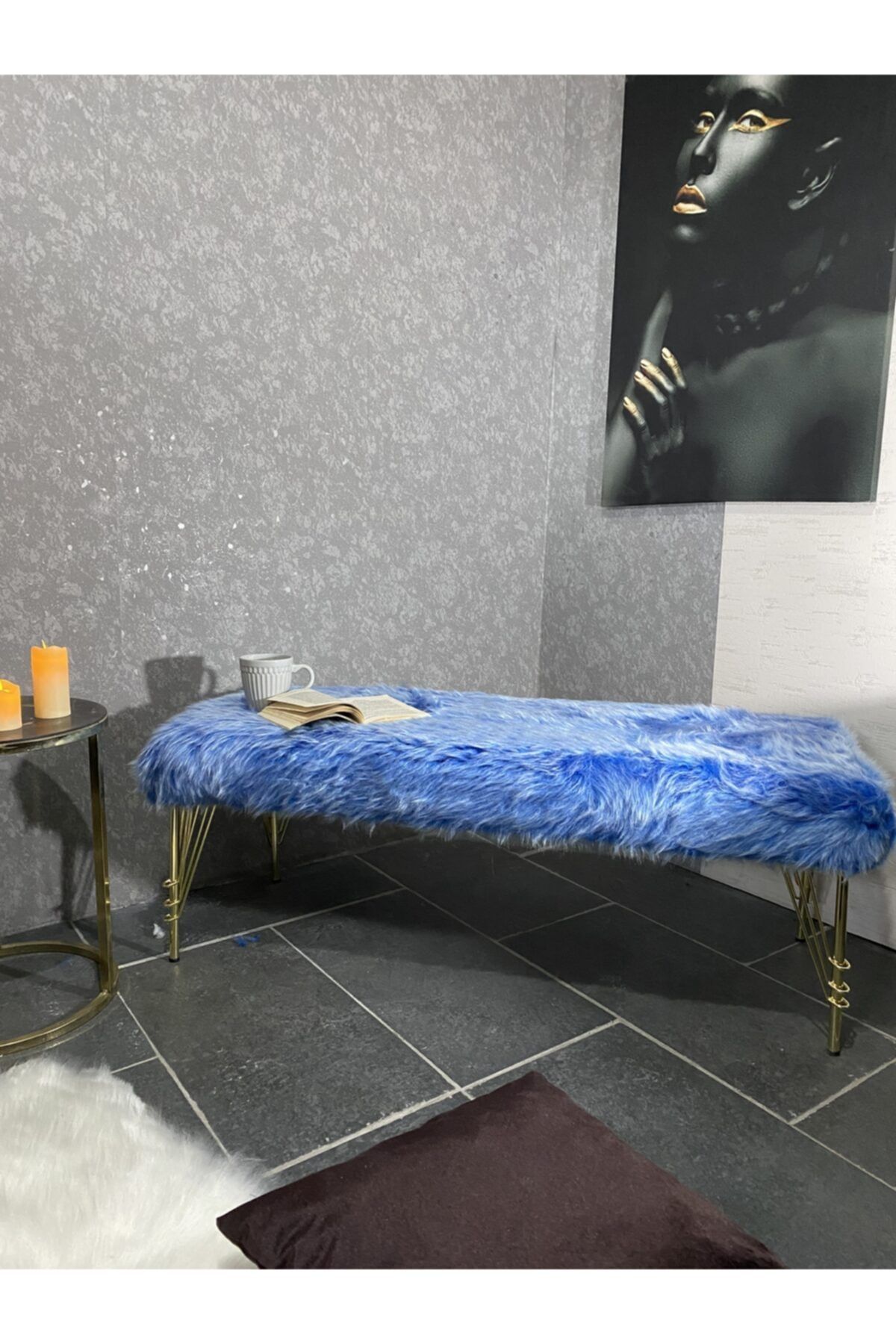 PREMİUM ÇAGRI Bench Mavi Peluş-30 Cm Metal Ayak