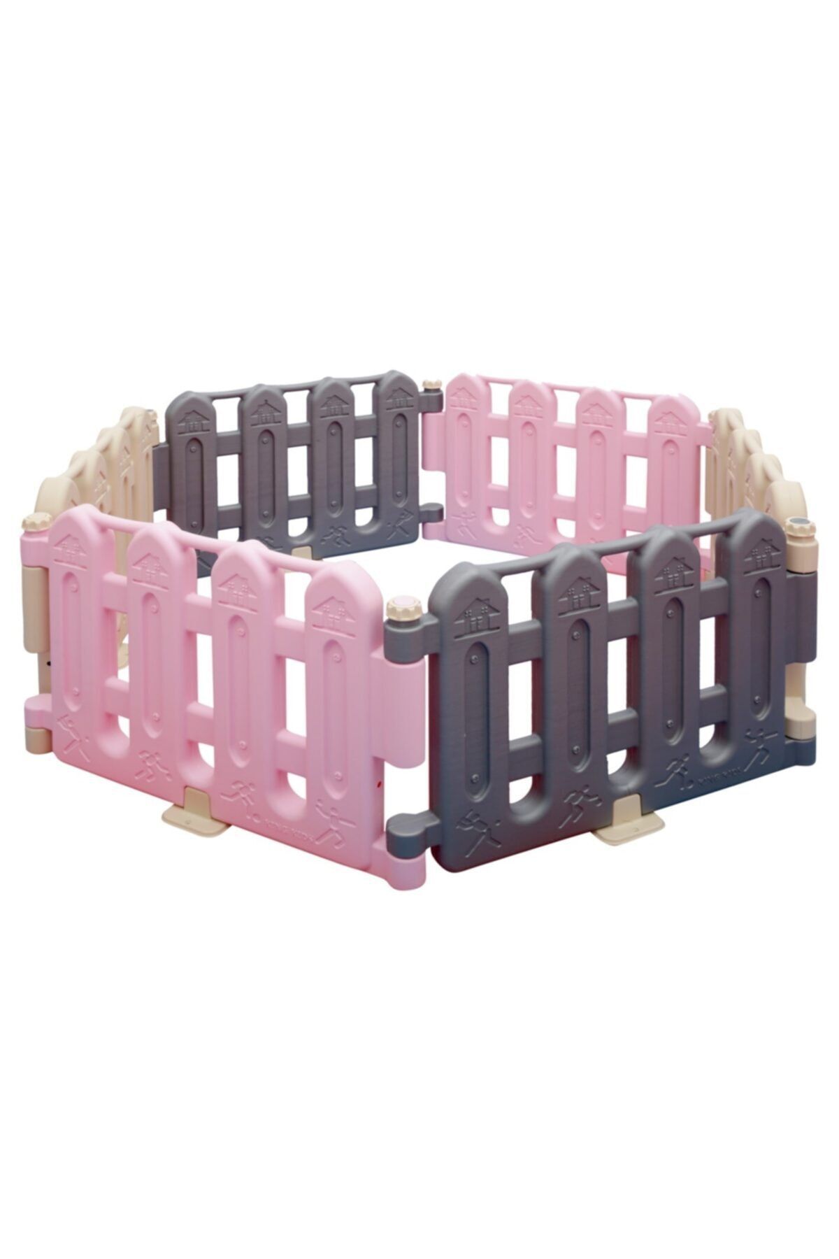 KingKids King Kids Oyun Çiti Gri-pembe-krem