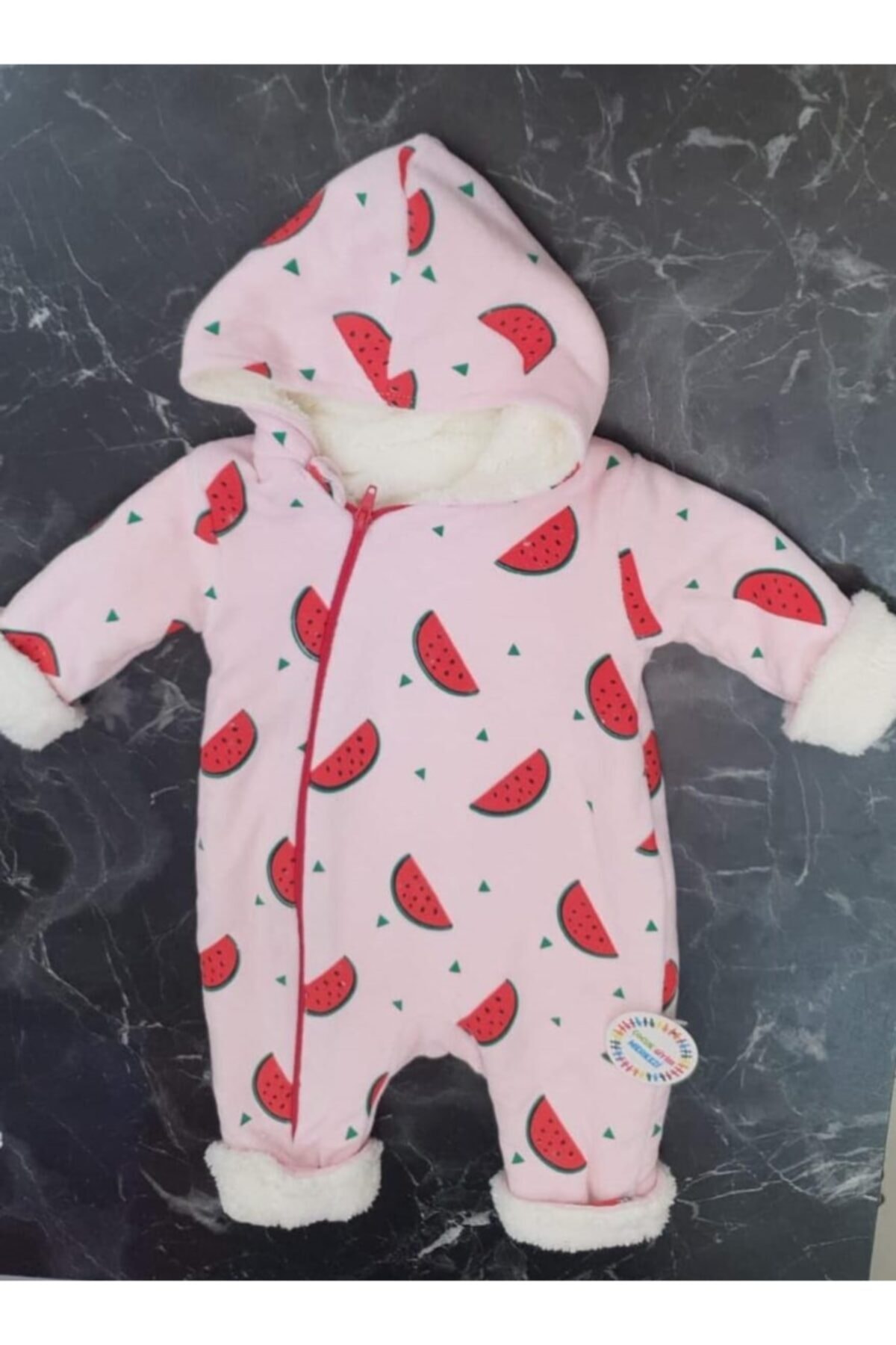 ÇOCUK GİYİM MERKEZİ Bebek Polarlı Fermuarlı Tulum Karpuzlu