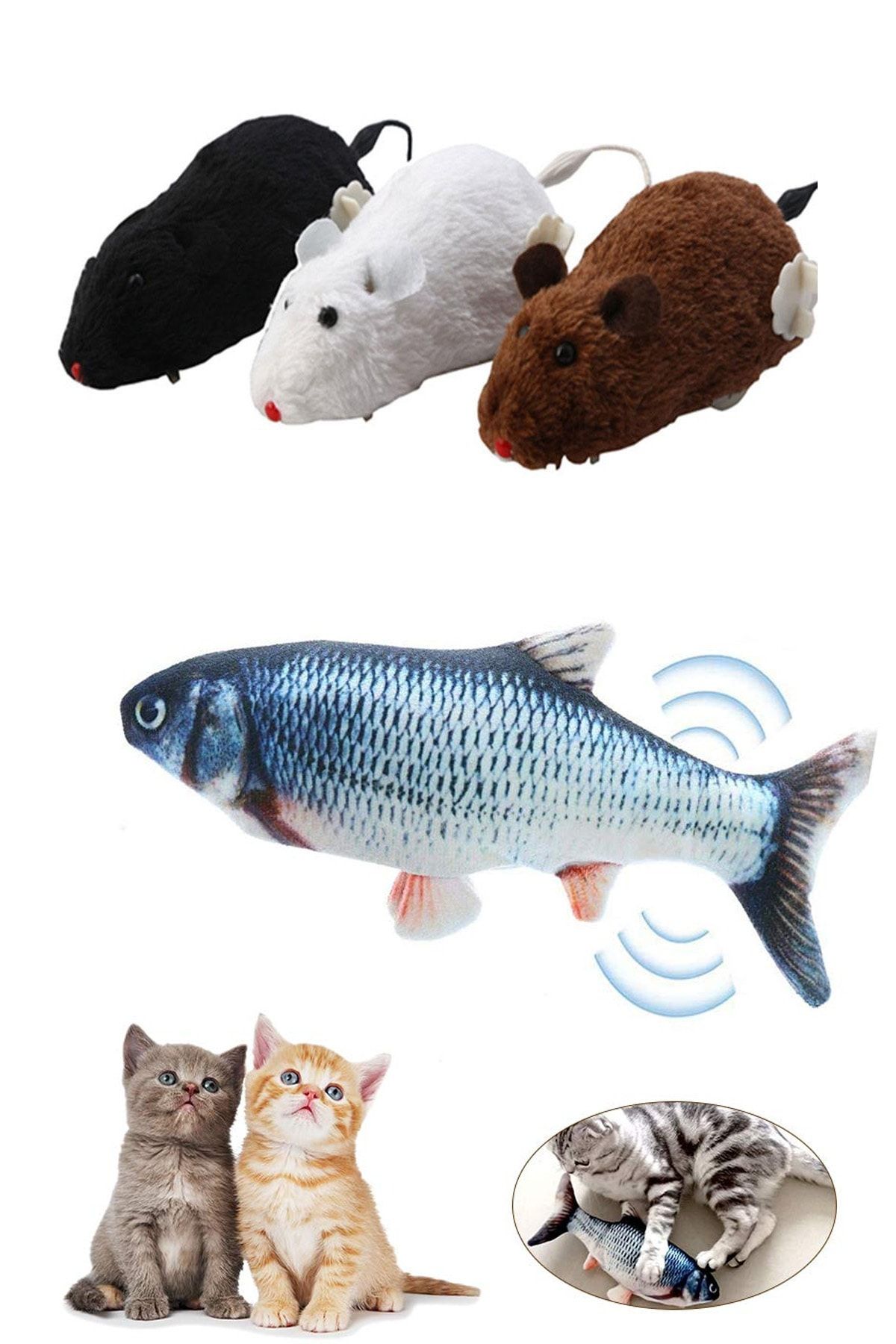 AST GROSS PET Haraketli Balık Ve Kurmalı Fare Oyuncak