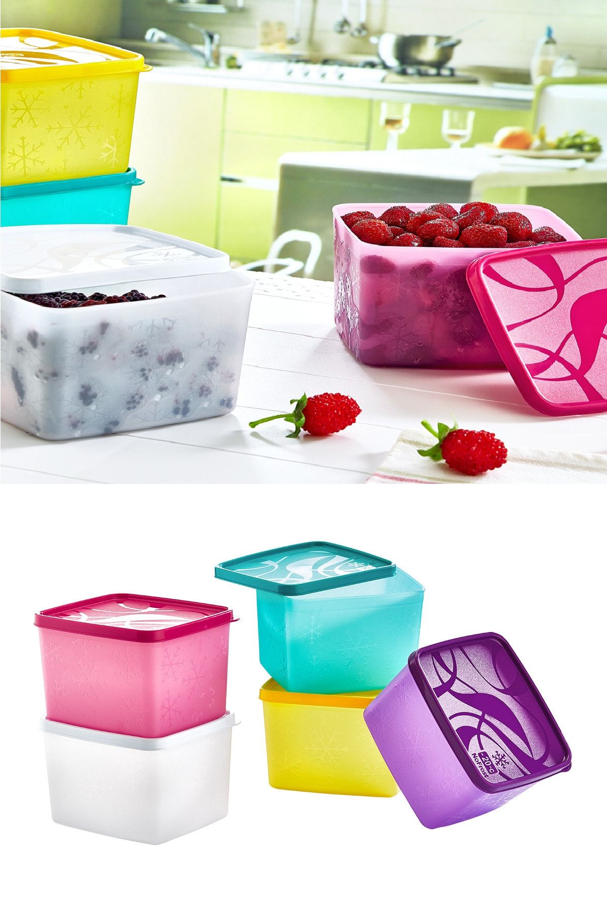 intekhome 4 Adet Alaska Derin Dondurucu Saklama Kabı 1200 Ml No Frost & Buzluk Kabı