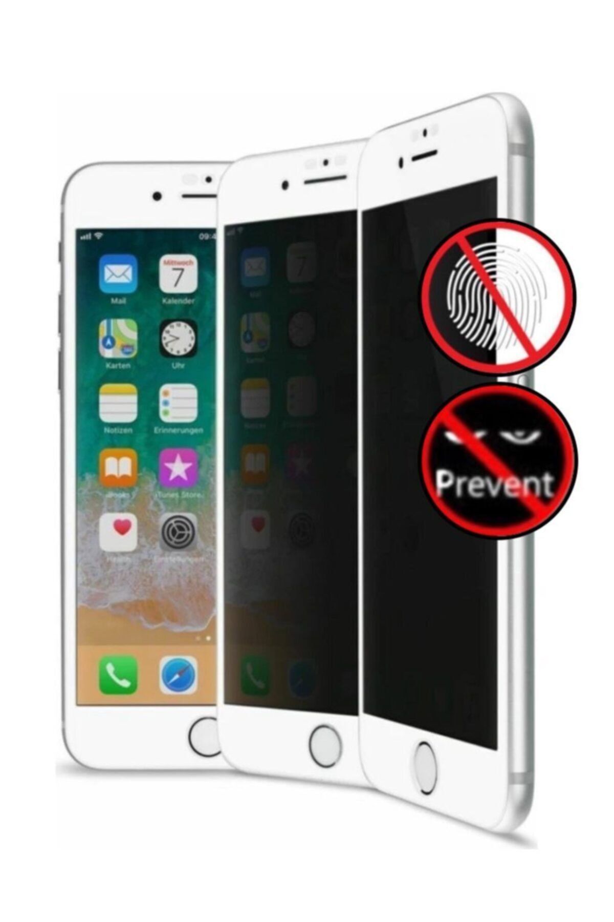 POWELL Iphone 6,6s,7,8 Uyumlu  Mat Hayalet Tam Kaplayan Kırılmaz Cam Koruyucu Seramik Ekran Filmi Beyaz