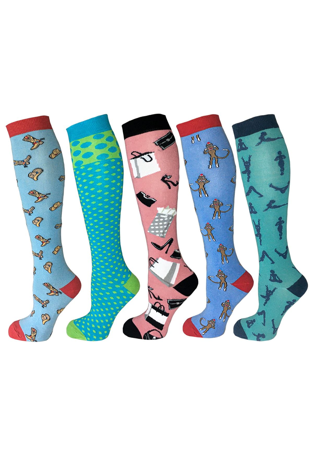 socksmod 5'li Paket Dizaltı Desenli Çorap
