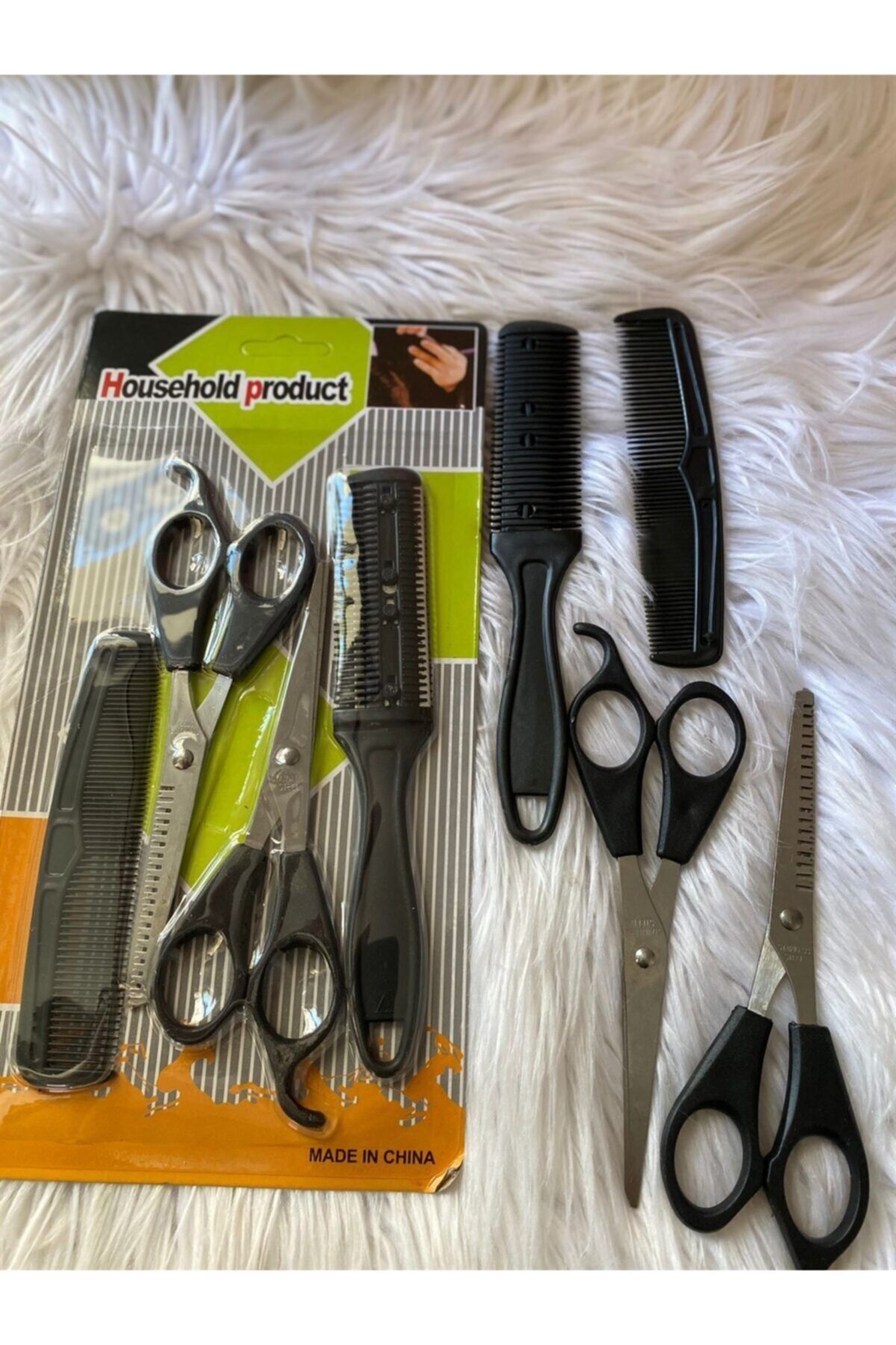 Super Household 4 Parça Profesyonel Saç Kesme Seti & Berber Seti&ara Makas-jiletli Tarak-ince Makas-ince Tarak