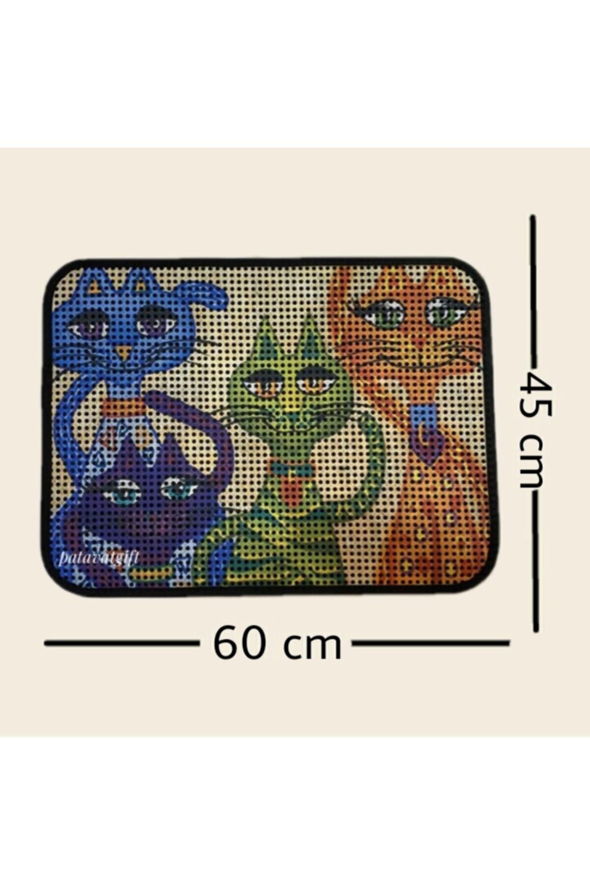 Patavat Kedi Kumu Paspası - Kedinizin Ayağındaki Kumları Çeker - 45x60 Cm E