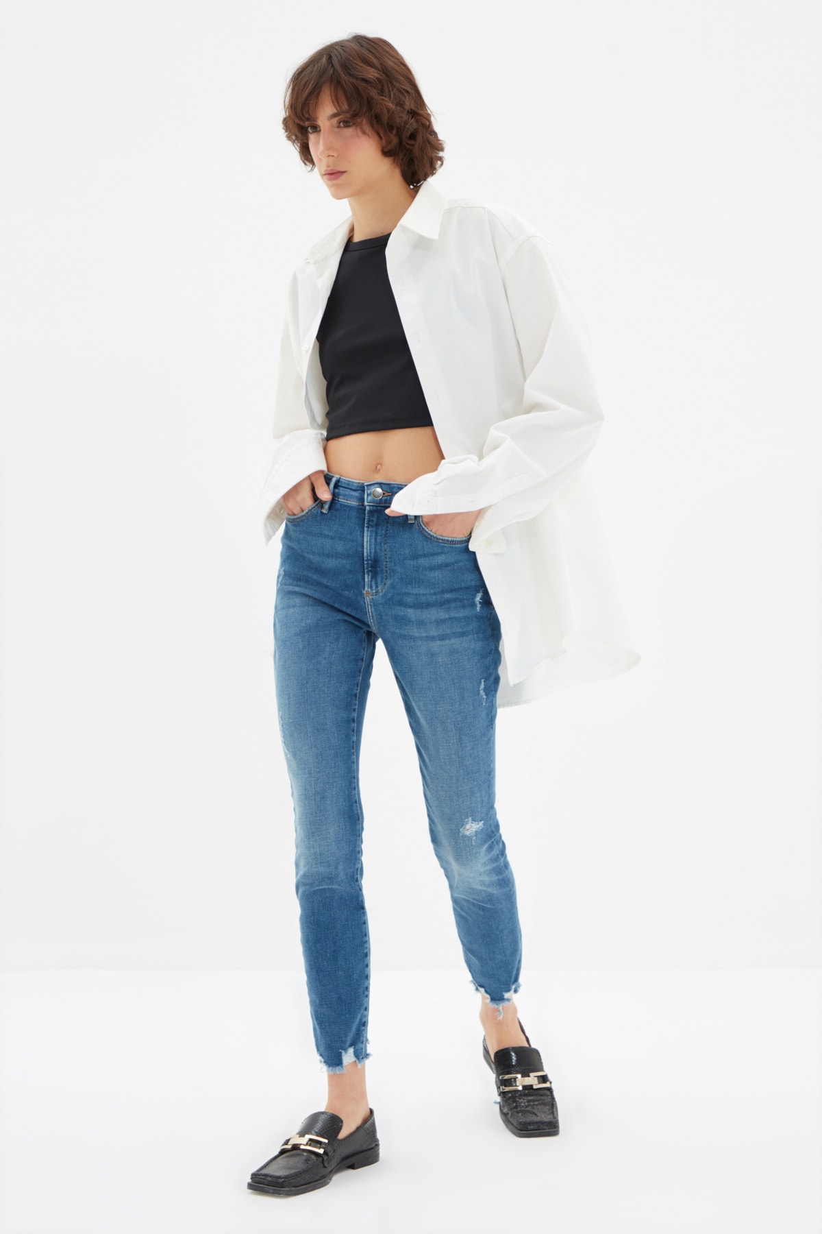 TRENDYOLMİLLA Mavi Yüksek Bel Skinny Jeans TWOAW22JE1573