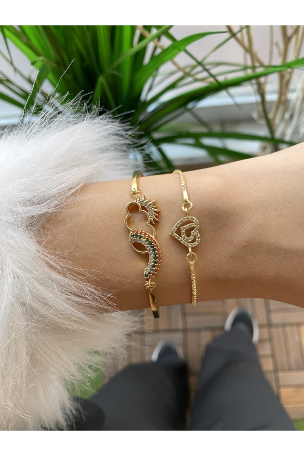 Jenny Daphne Kadın Altın Kaplama Renk Atmaz Bileklik 2 Li Kombin