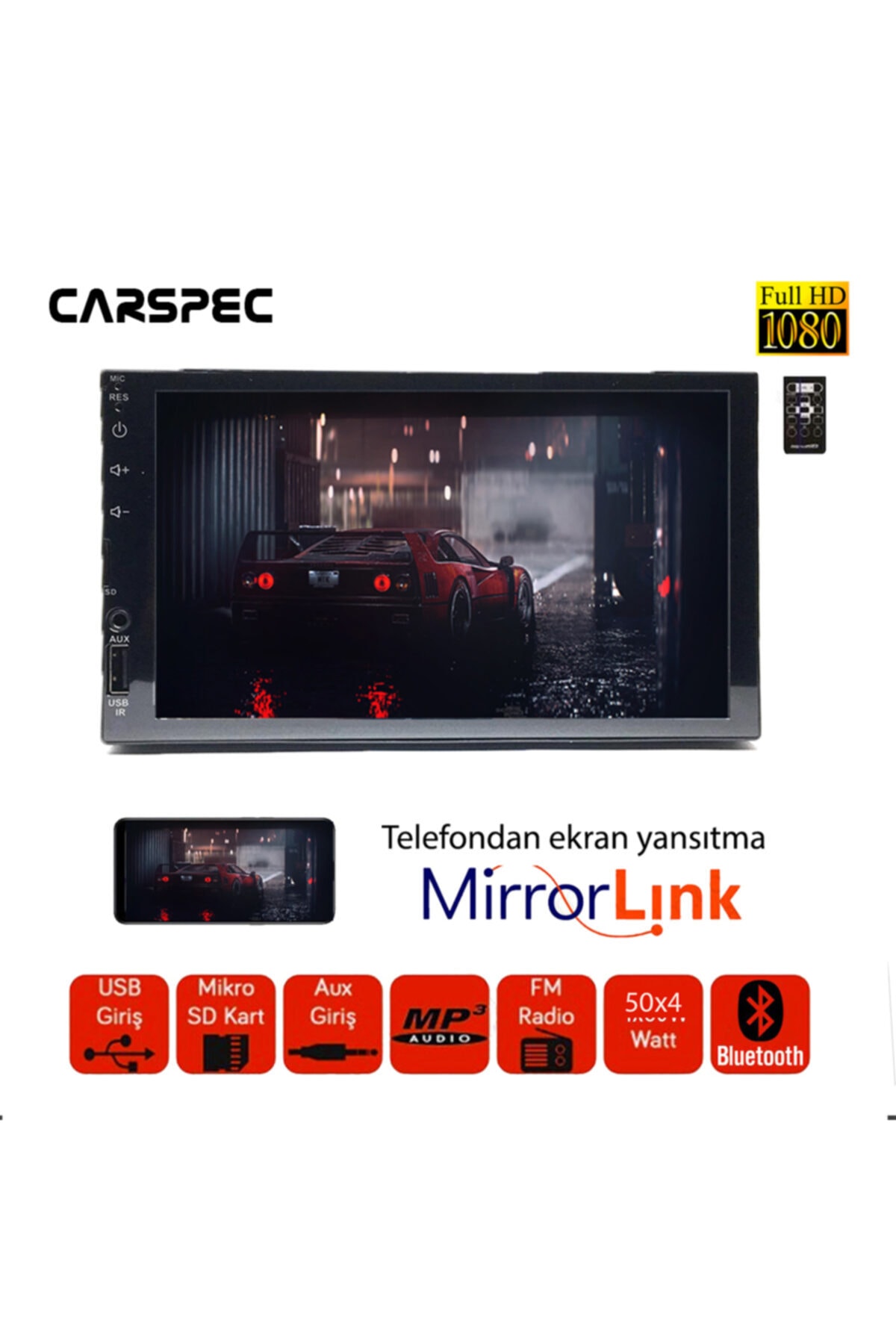 Blingston Carspec 7 Inç Mirror Link Double Teyp Bt Usb Aux Sd Kumandalı