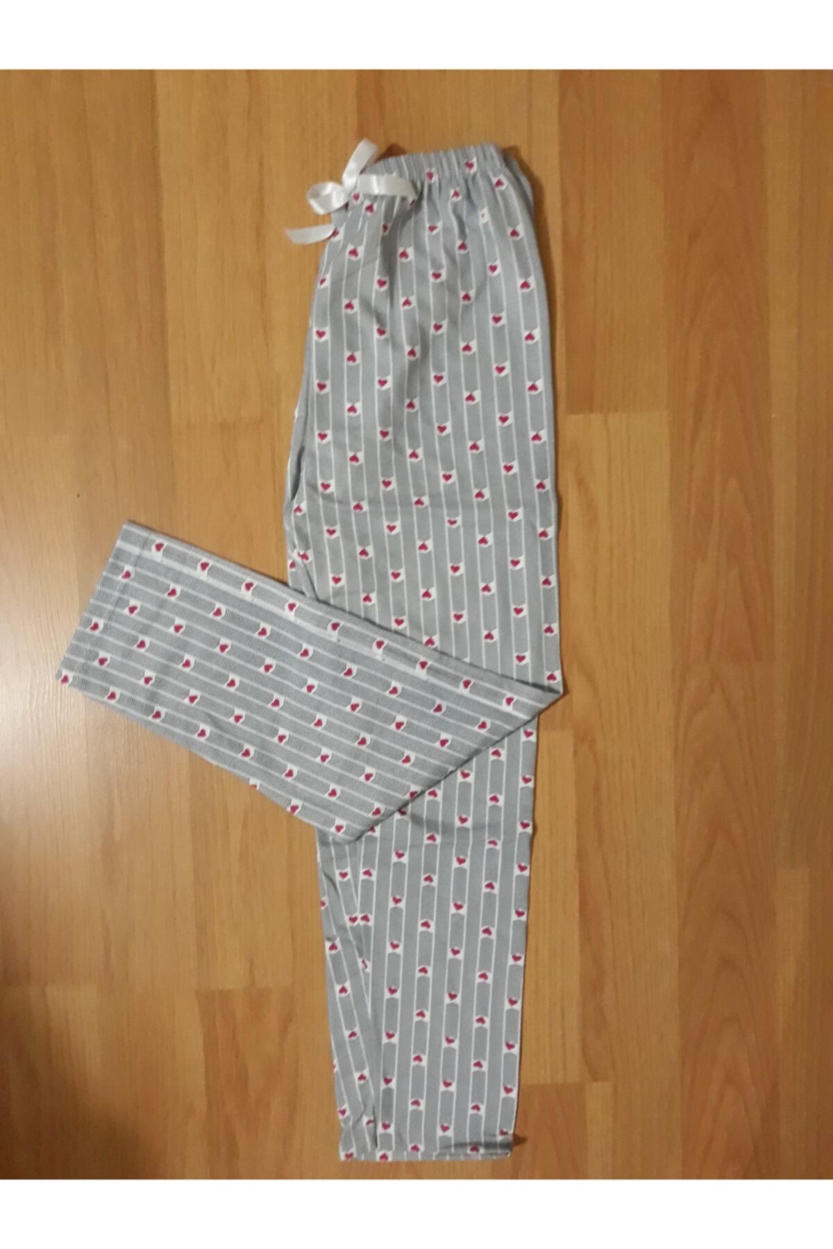 Rashoo Kadın Pembe Kalp Desenli Çizgili Pijama Altı