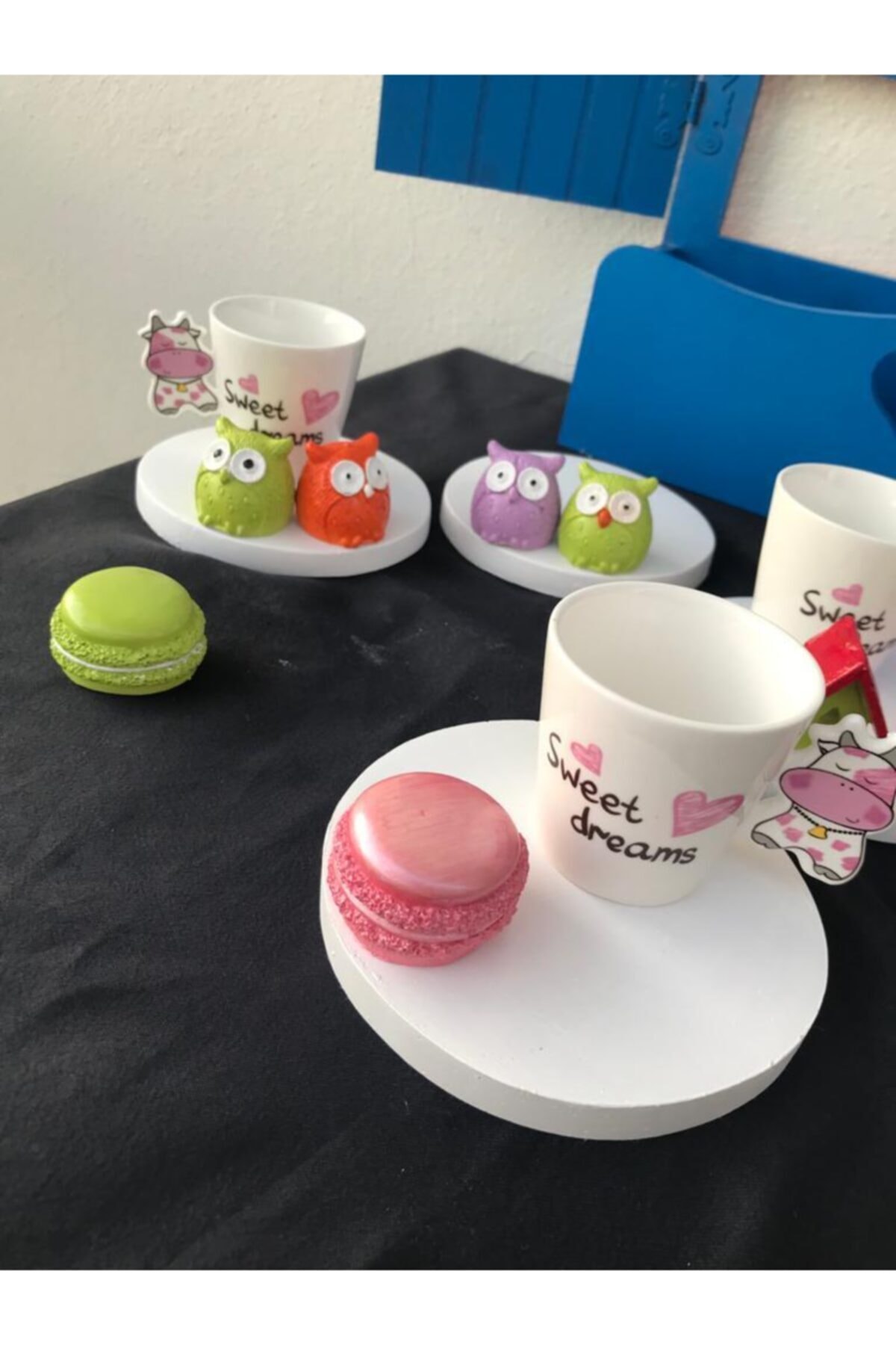 happydesingbybeste Macaron Dekorlu Bardak Altlığı