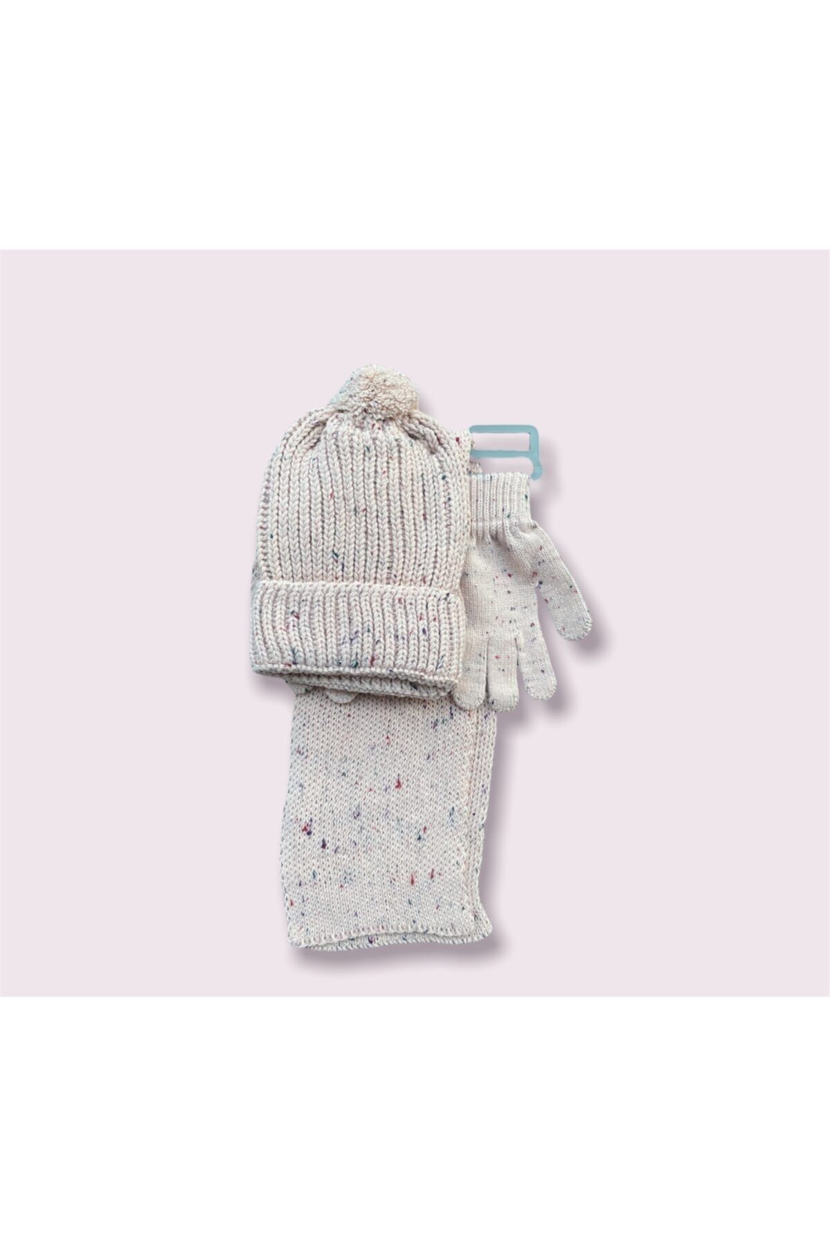 hilaeira Unisex Pudra Çocuk Atkı Eldiven Bere Takımı