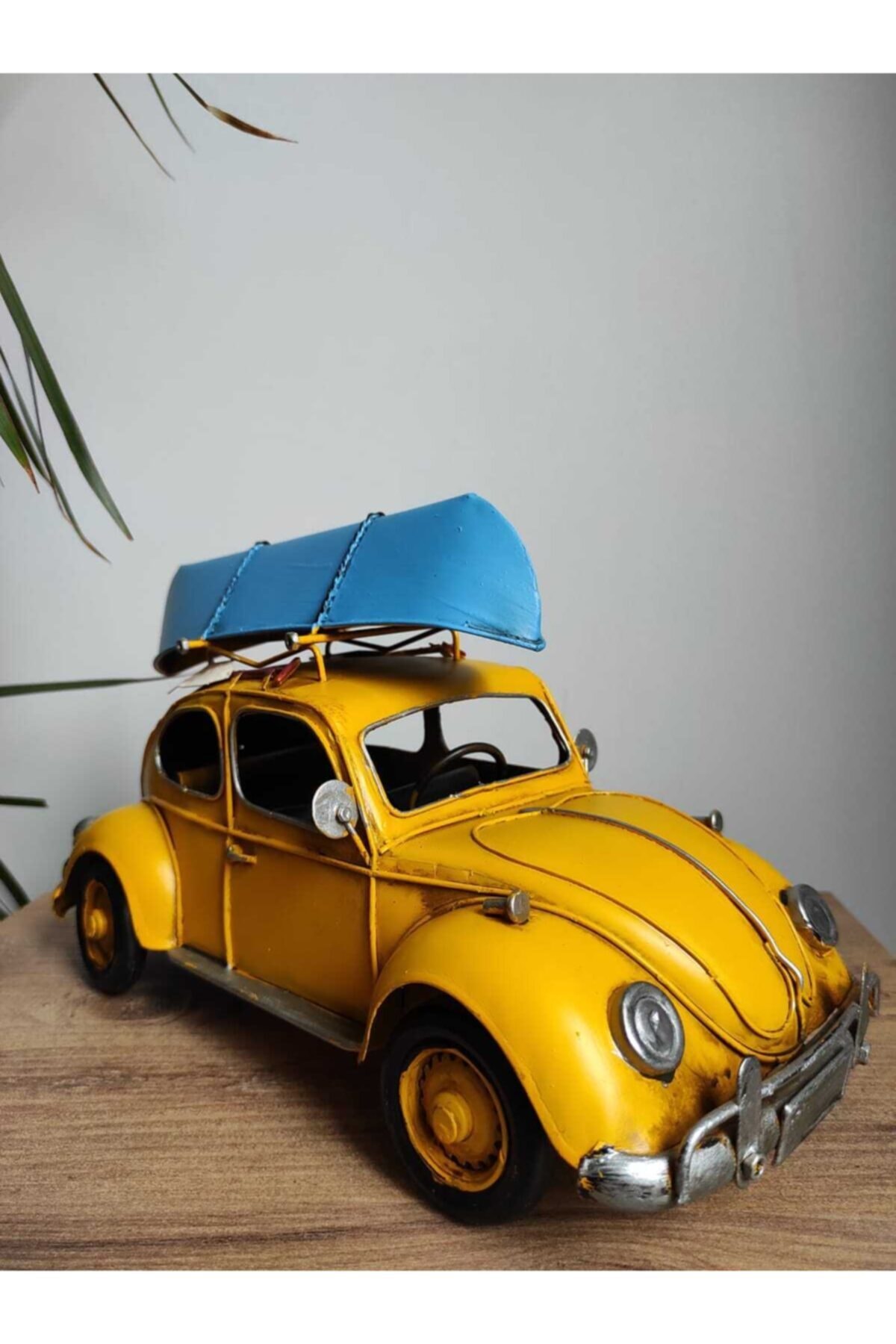 Evedair Dekoratif Nostaljik Volkswagen Beetle Classic Vosvos Metal Sarı Araba