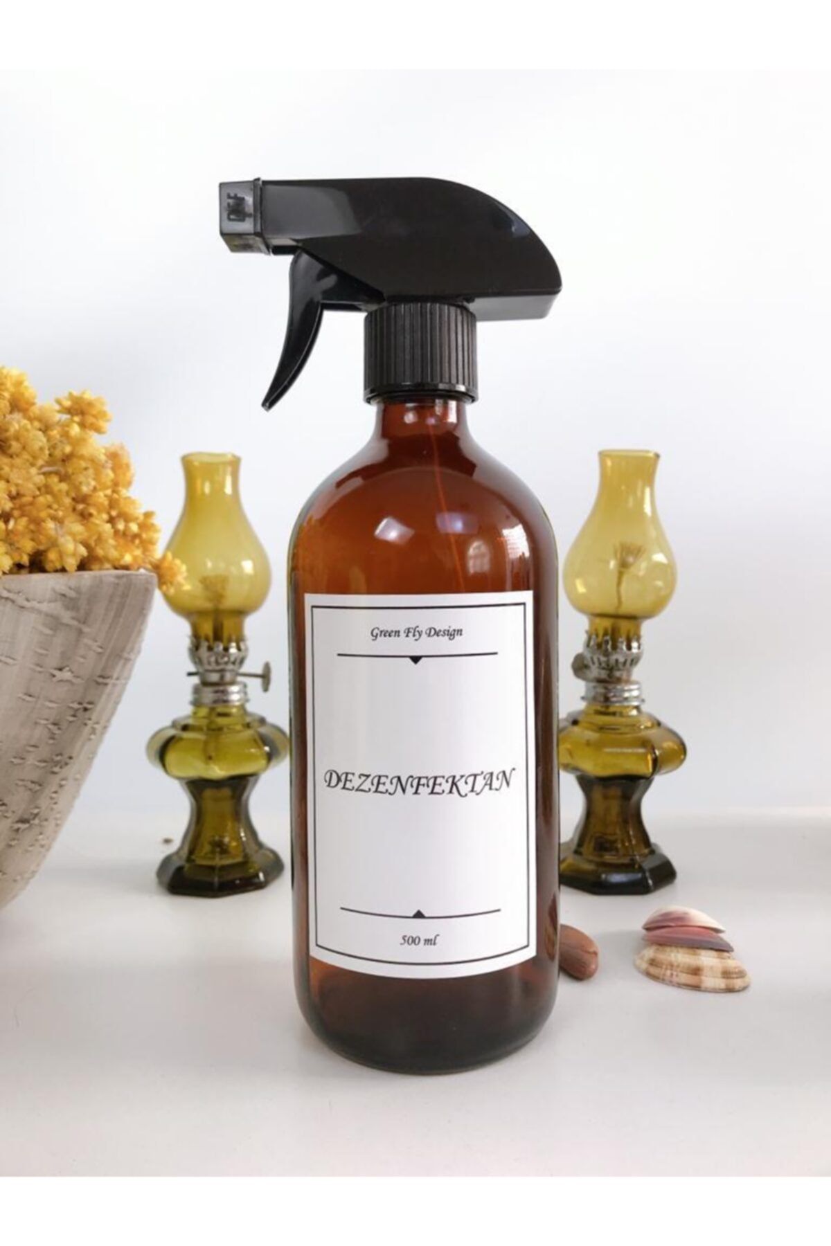 GREEN FLY DESİGN Amber Cam Şişe 500 Ml Dezenfektan