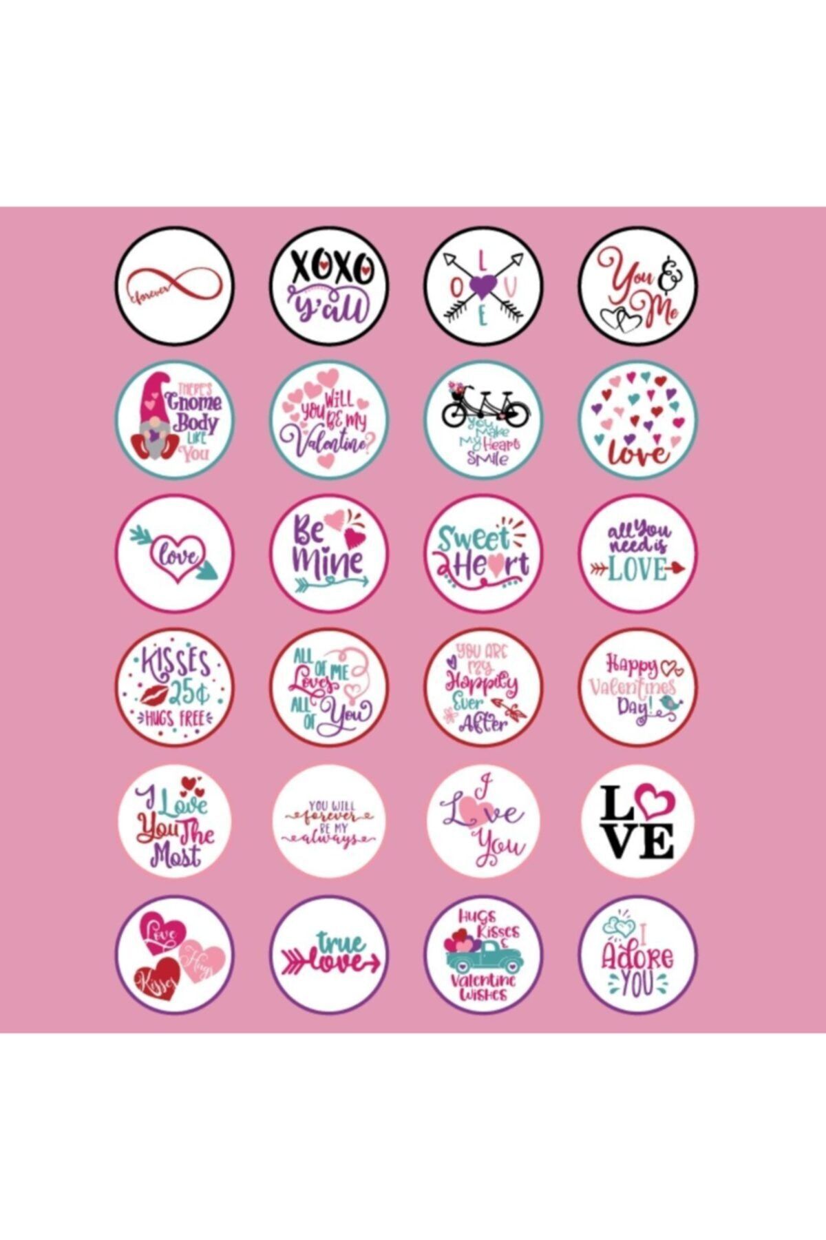 Alaçatı Art Boutiqe Sevgililer Günü Sticker Seti 24 Adet