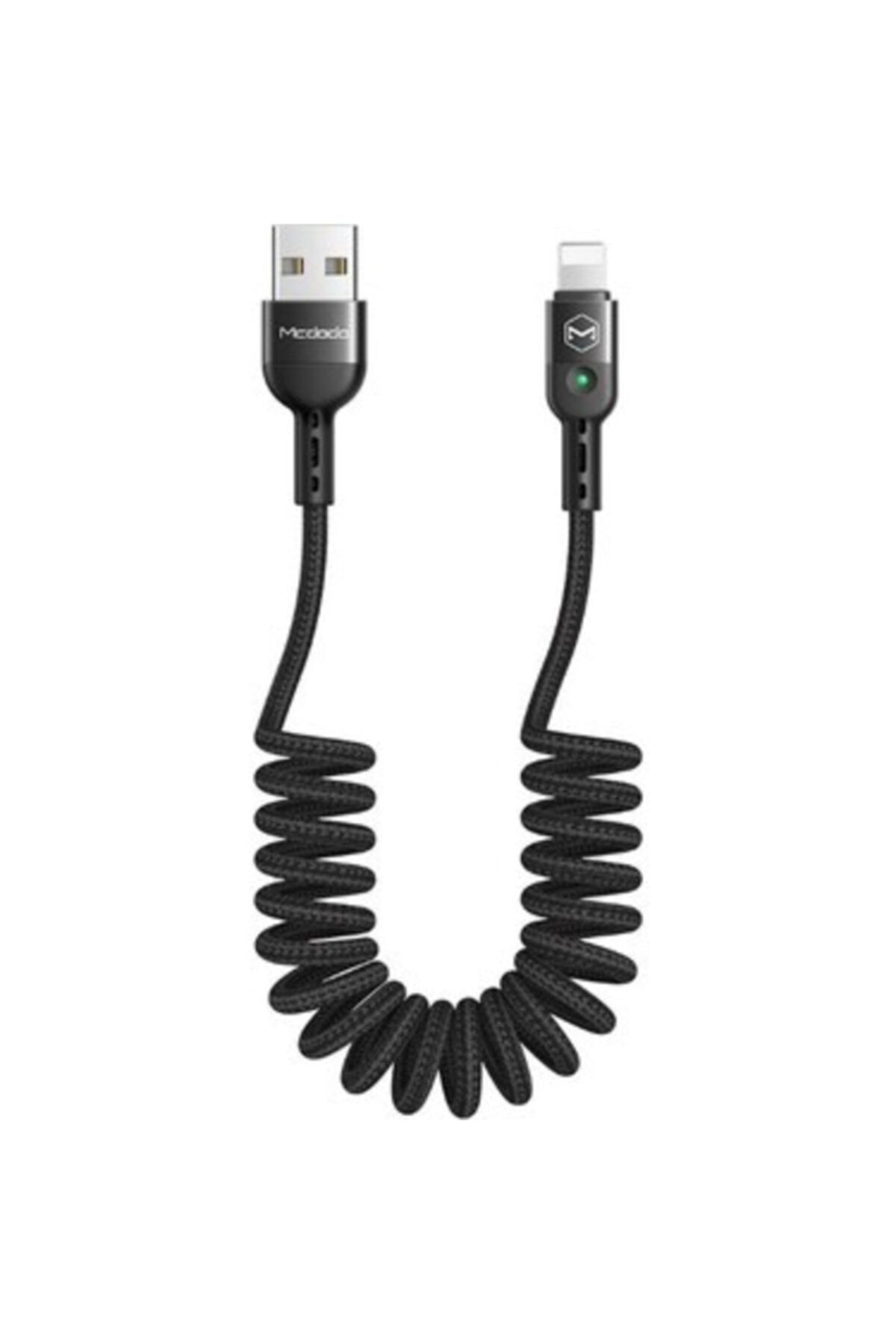 Mcdodo Ca-6410 Iphone Spiral Ledli Örgü Kablo 1,8 M 2a Siyah