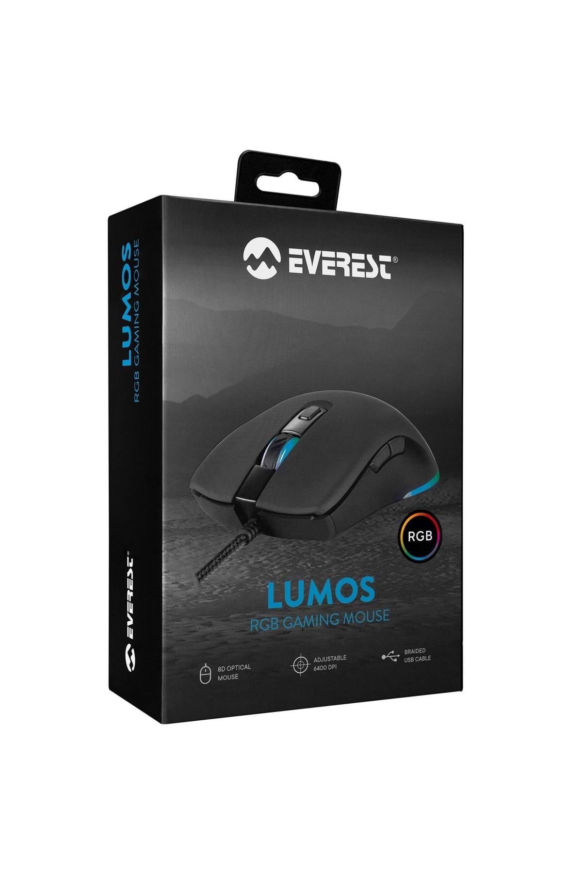 Everest Sgm-l1 Lumos Siyah 6400dpi Rgb Ledli Makrolu Gaming Oyuncu Mouse