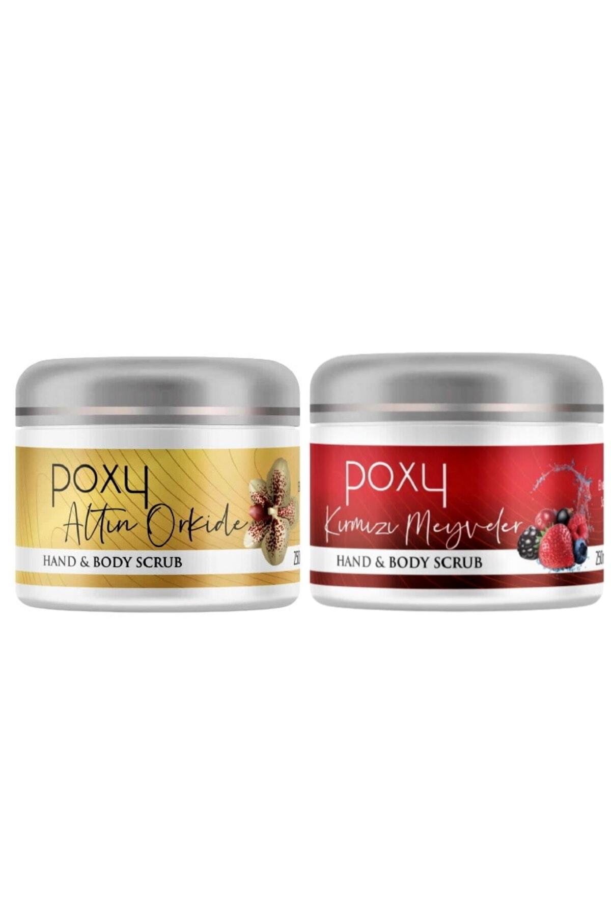 Poxy Altın Orkide Scrub (kıl Dönmesi) 250 Ml & Kırmızı Meyveler Scrub (nasır Için) 250 Ml
