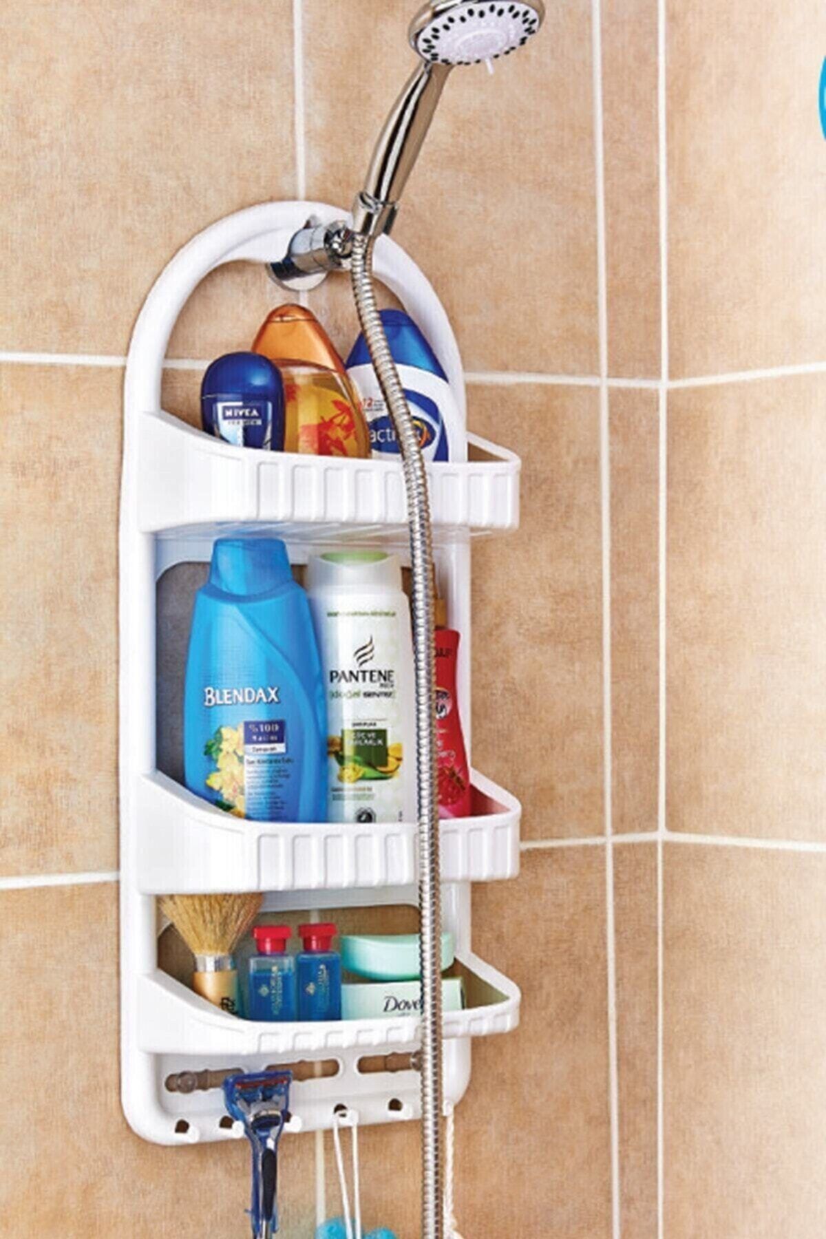 ELAVUS 3 Raflı Şampuanlık Banyo Şampuan Rafı Beyaz Fma04674