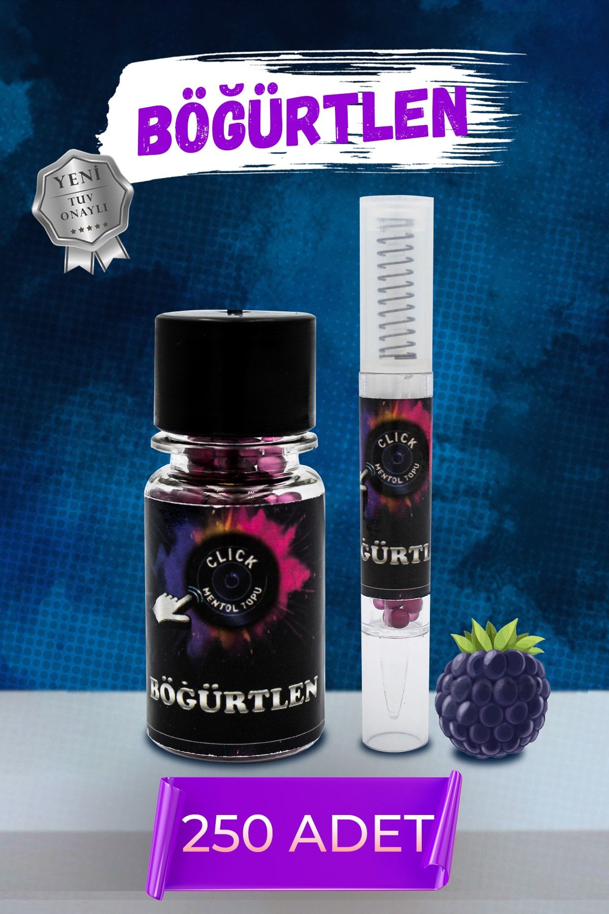 Crush Bomb Click Mentol Topu 250 Adet Böğürtlen Aromalı+aplikatör