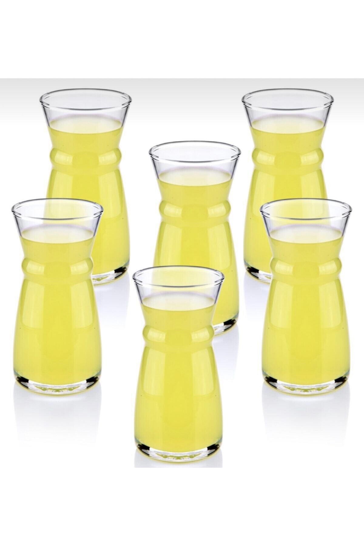PAPATYAMDEKOR ZÜCCACİYE 6 Adet Cam Karaf Limonata Meşrubat Sunum Bardağı 200cc