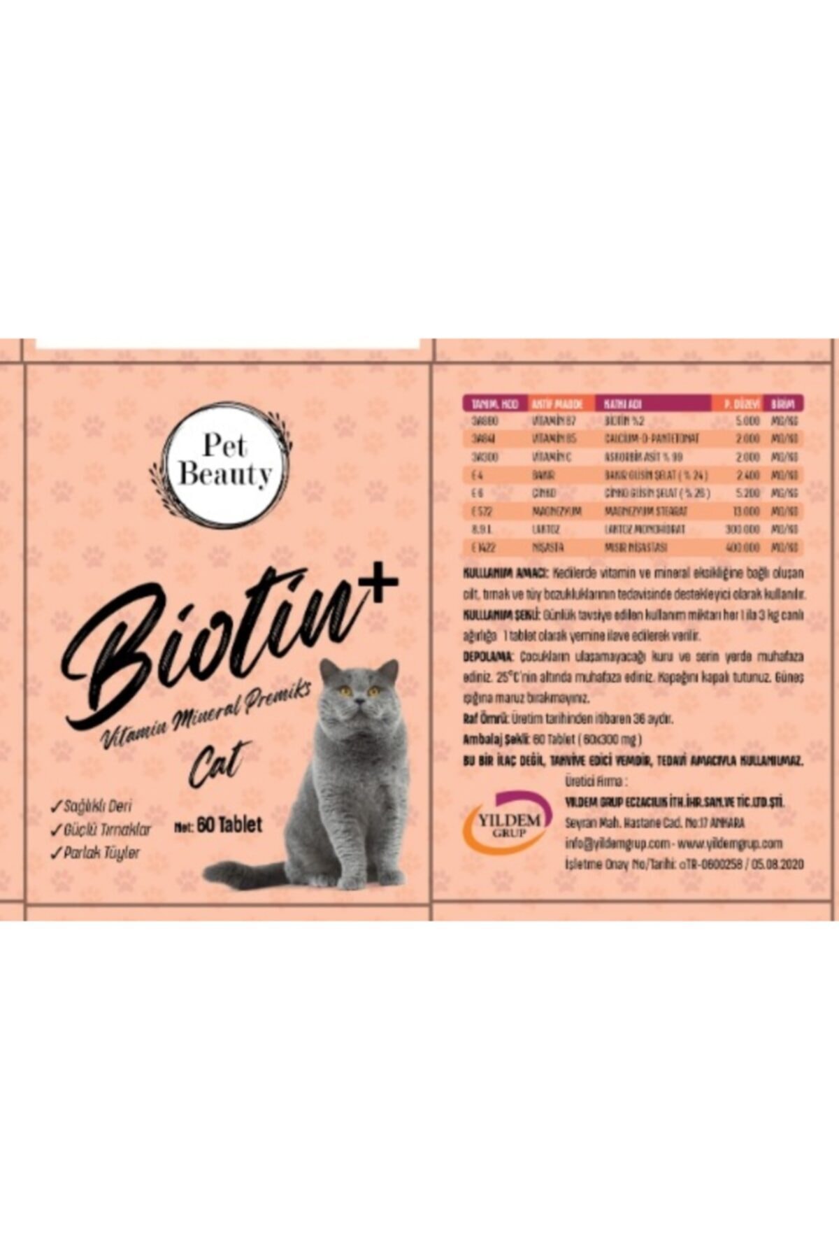Biotin Vitamin Mineral Premiks Tüy Dökümünü Engelleyici 60 Tablet
