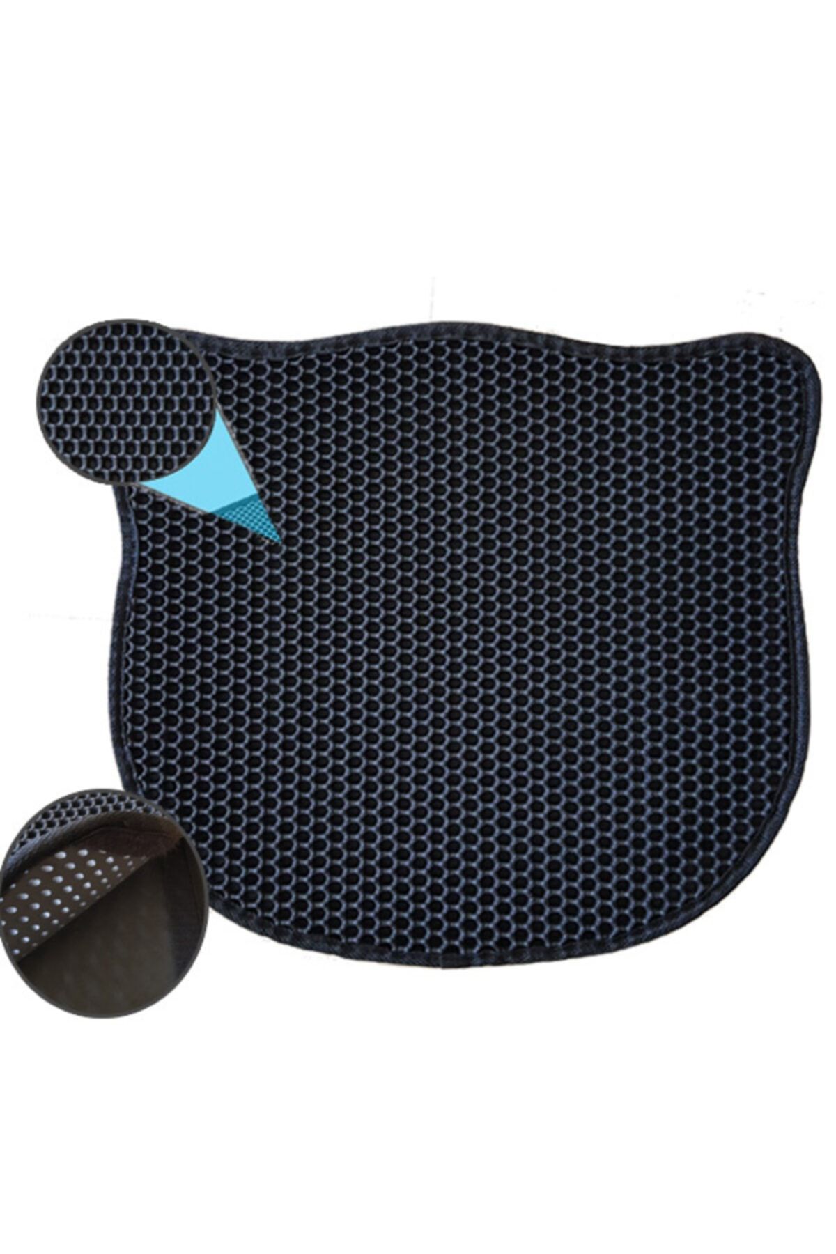 Pets Kedi Şekilli Elekli Kum Toplama Paspası Siyah 58x67cm