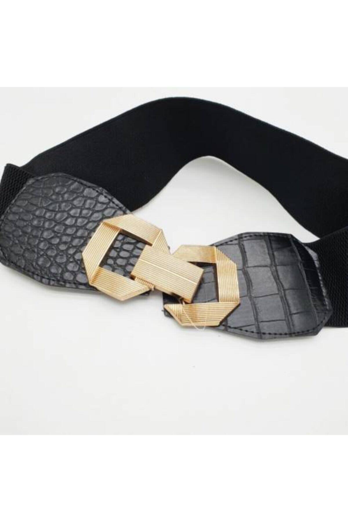 BRAND&BELT Birbirine Geçmeli Gold Renkli Lastikli Kemer