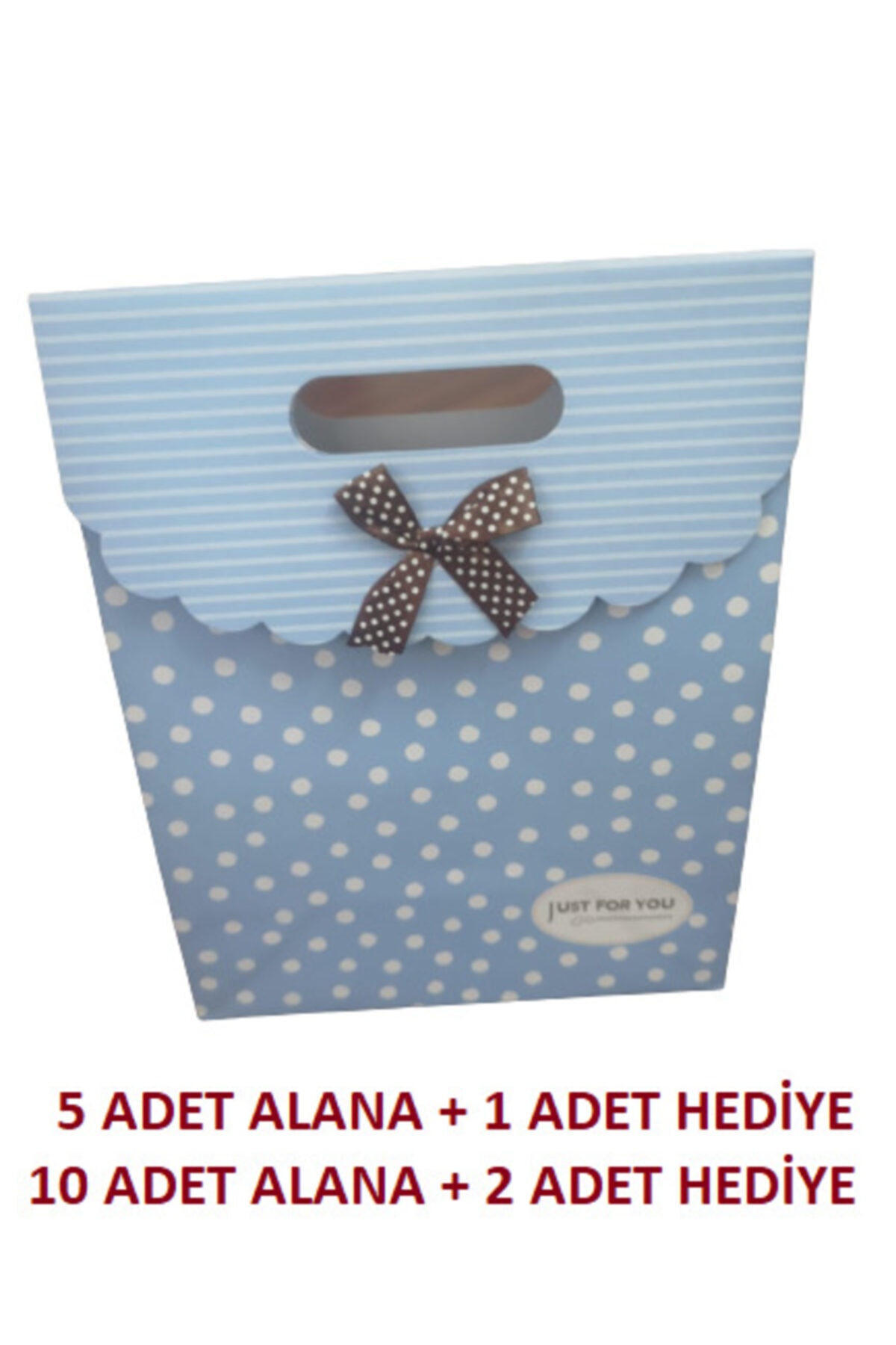 TRUFFY Büyük Boy Mavi Puantiye Çırtlı Kapaklı Karton Hediye Çantası En:24,5cm Boy:31,5cm  Derinlik:12,5cm