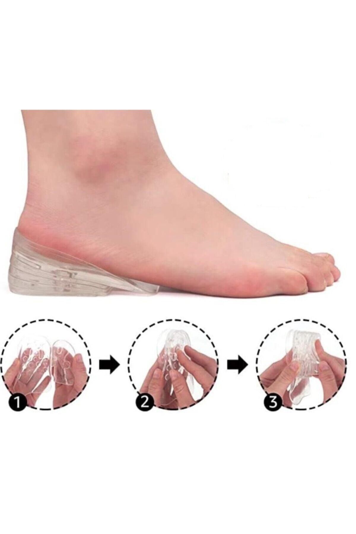 Ars Shopping Şeffaf Gizli Boy Uzatıcı 10'lu Ayakkabı Içi Ortapedik Silikon Tabanlık 5 Cm