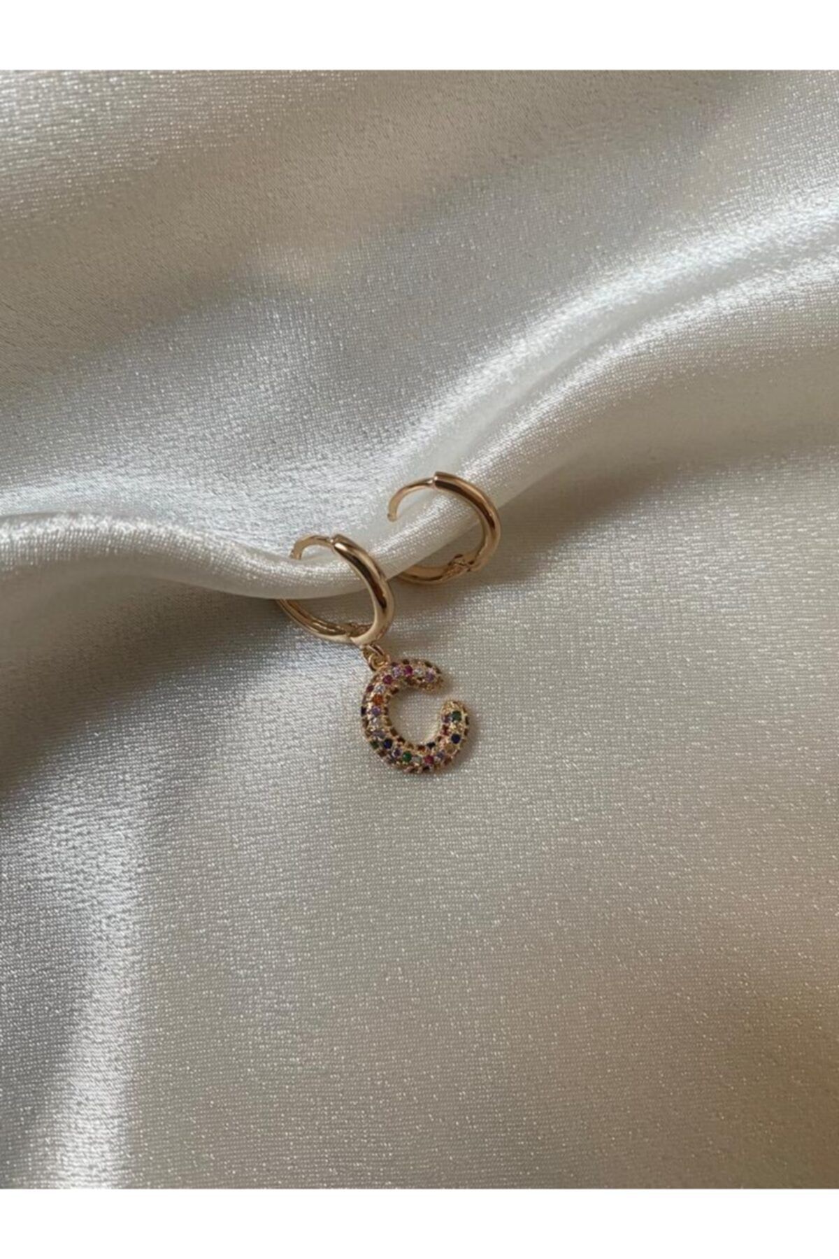 Miyu Accessories C Harfli Paslanmaz Çelik Küpe