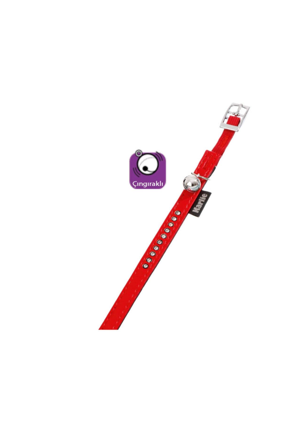 Karlie Karlıe Deri Taşlı Kedi Tasma Xs 30cm-11mm Kırmızı