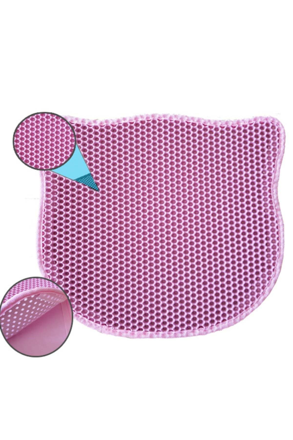Pets Kedi Şekilli Elekli Kum Toplama Paspası Pembe 58x67cm