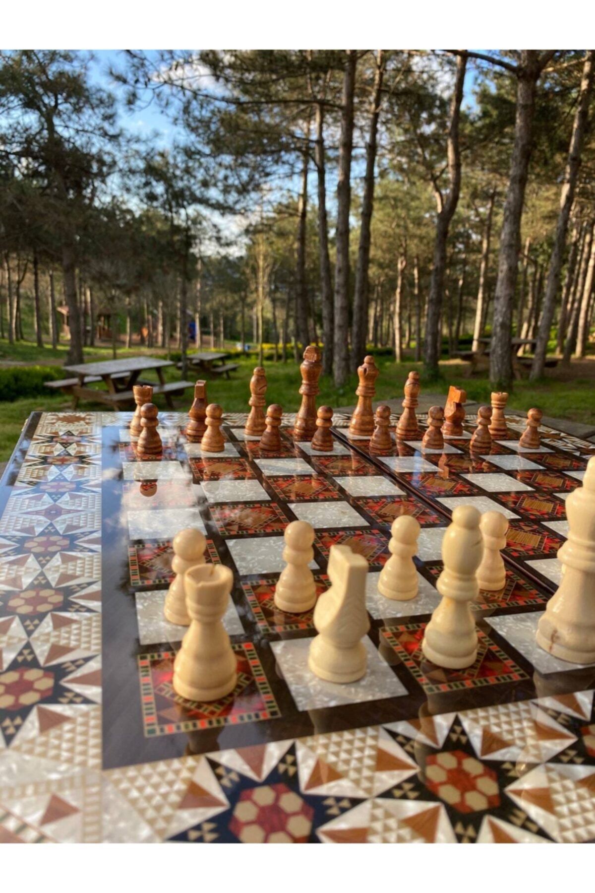 megame Ahşap Satranç Ve Tavla Takımı, Lüks Tavla Tahtası, Ahşap Satranç Taşlı Tavla Takımı