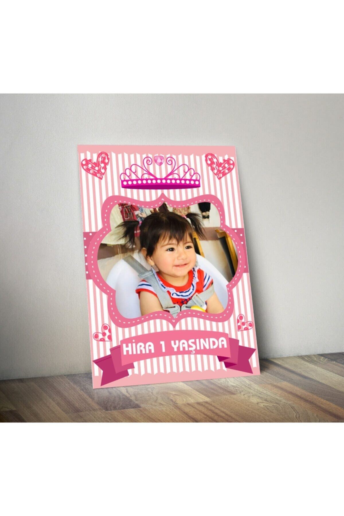 Zan reklam Kalpli Pembe Desenli Dikey Resimli Doğum Günü Karşılama Panosu Fotoblok