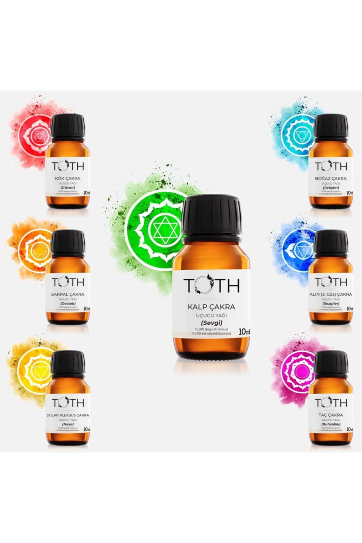 TOTH Mum & Aromaterapi Çakralar Uçucu Yağ Seti 10'ar Ml 7 Adet Yüksek Frekanslı Aromaterapi Yağı