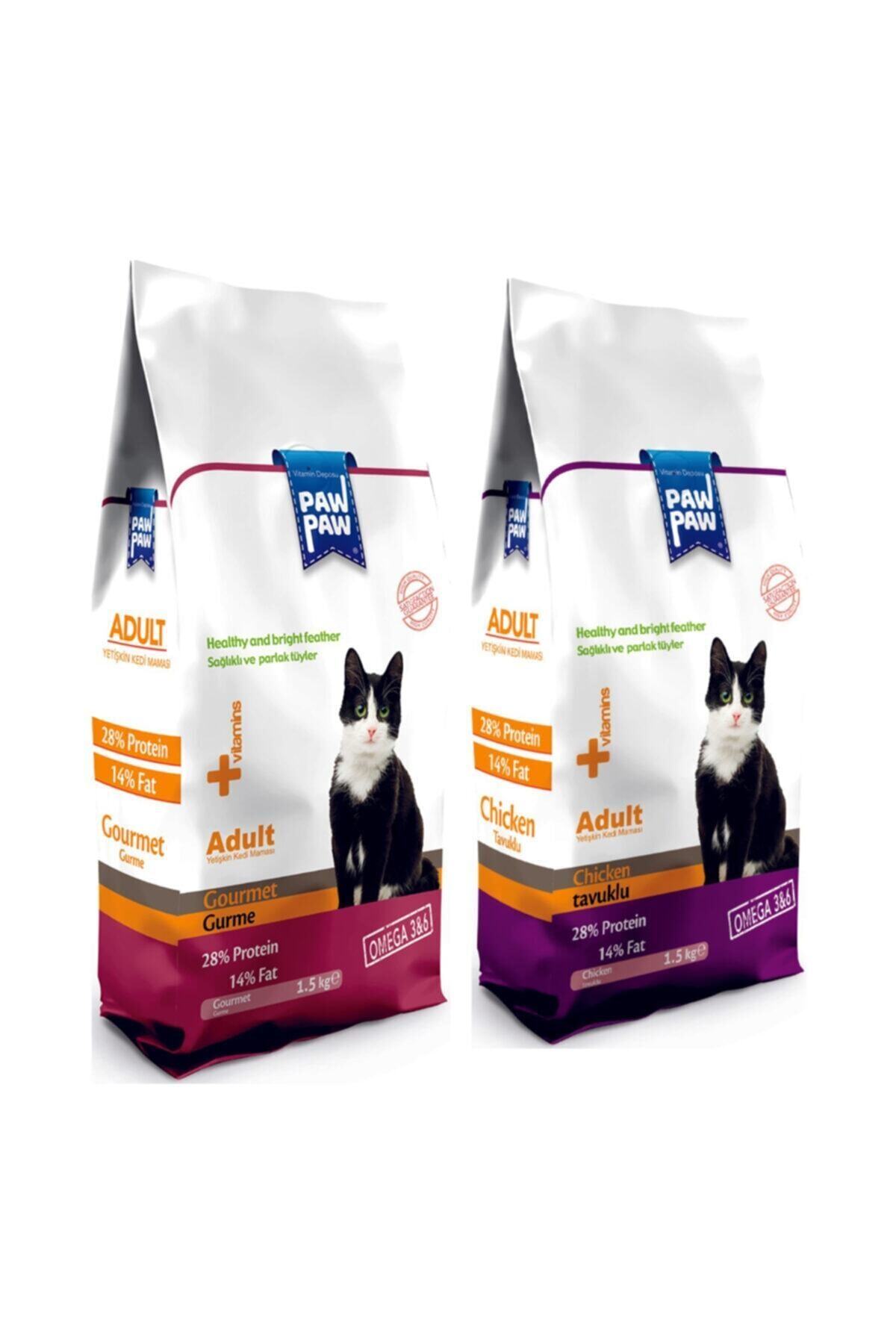 Paw Paw Pawpaw Gurme Kedi Maması 1,5 Kg Ve Tavuklu Kedi Maması 1,5 Kg 2'li Set