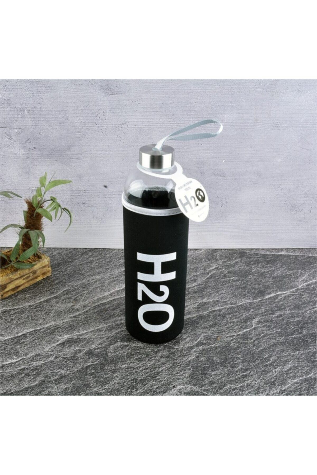 H2O H20 Siyah Kılıflı Cam Matara 1000ml