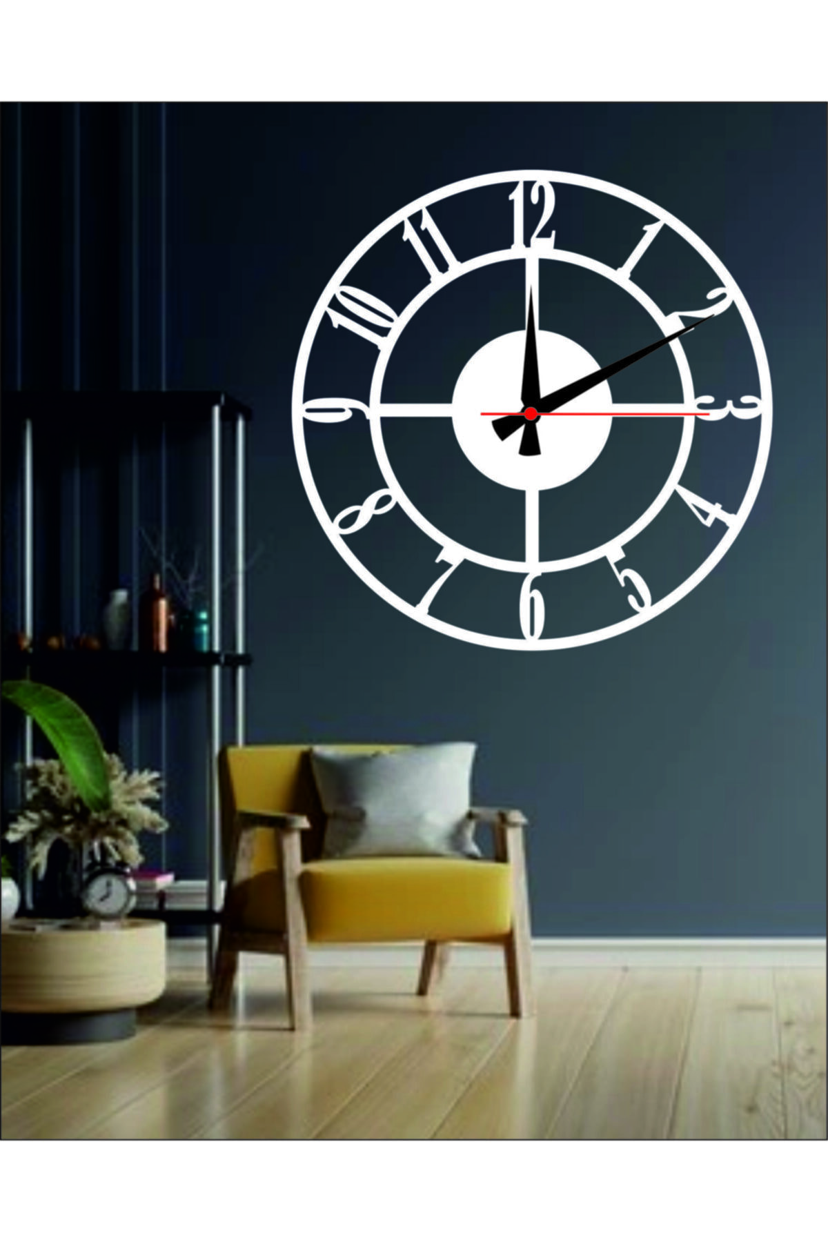 mavimodahome Dekoratif Beyaz Normal Rakamlı Duvar Saati (otantik) 50cm Siyah Ahşap 6mm Mdf Sessiz Mekanizma