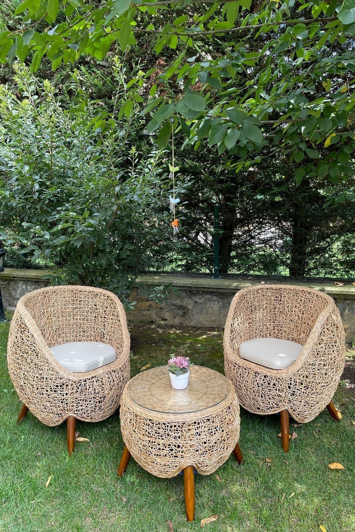 Vieno Home Garden Palermo Özel Tasarım Ithal Bambu Bahçe Balkon Keyif Seti (2 TEKLİ SEHPA)
