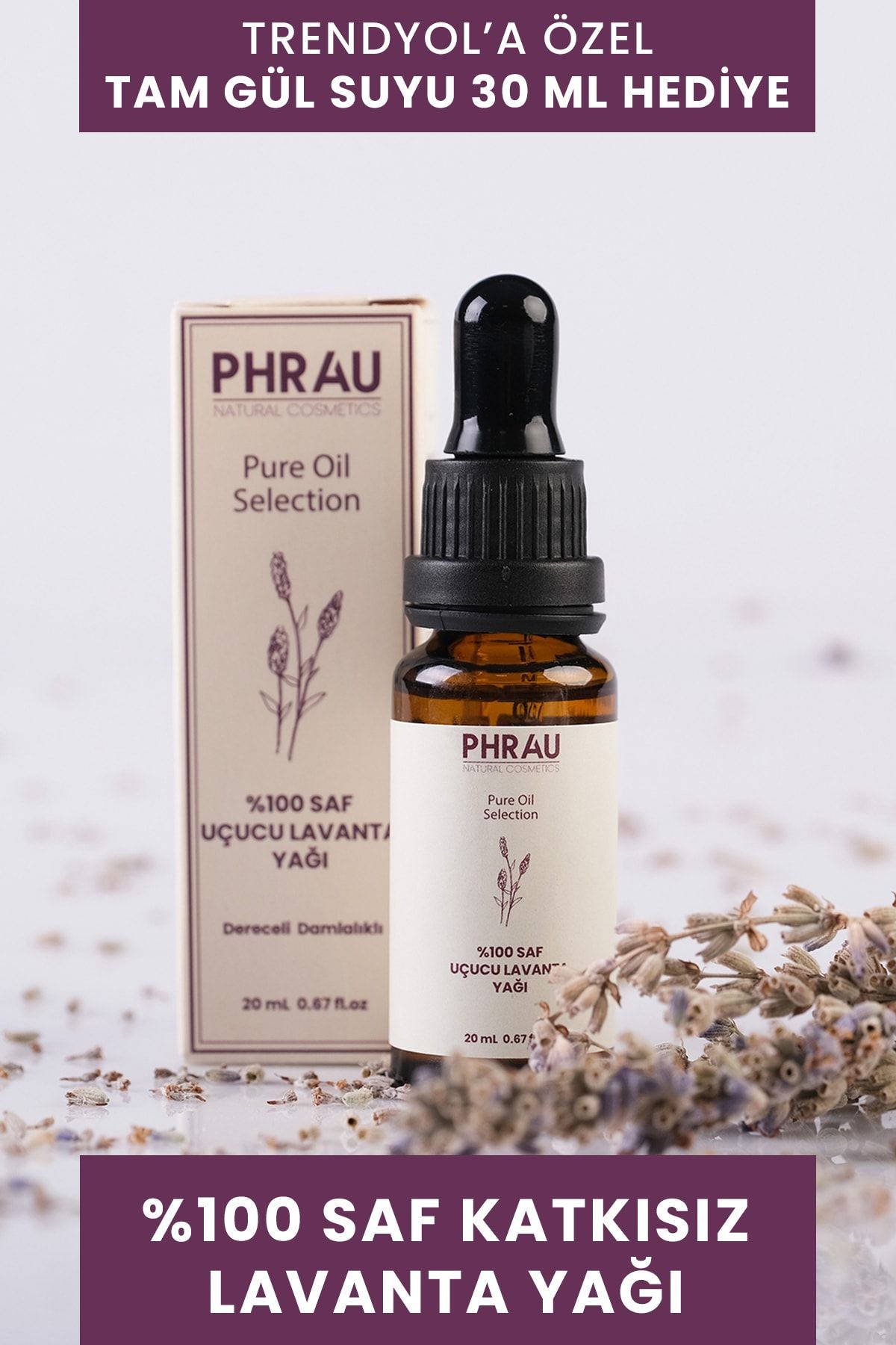 Phrau %100 Saf Ve Doğal Lavanta Uçucu Yağı 20 ml