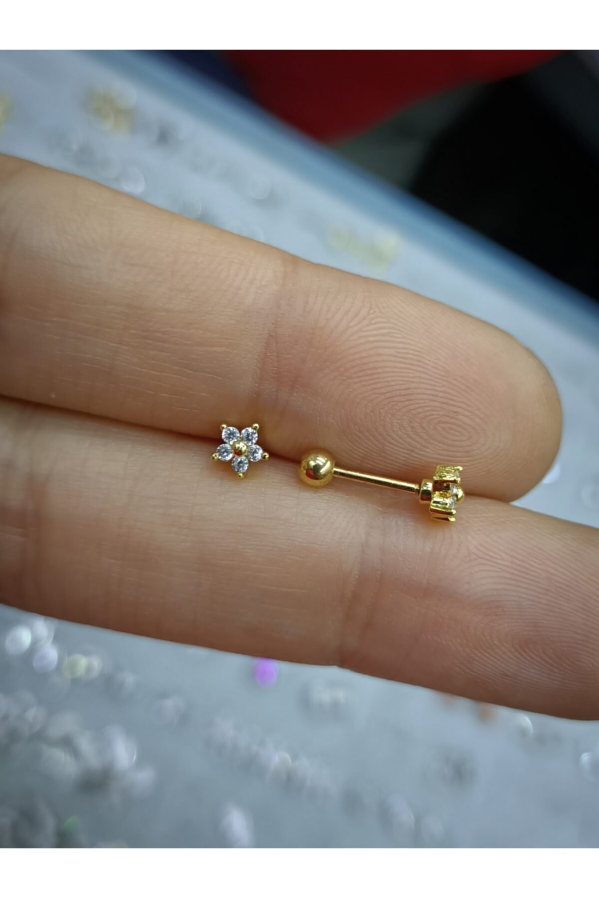 Arescollection Cerrahi Çelik Gold Renk Minimal Tragus Piercingi