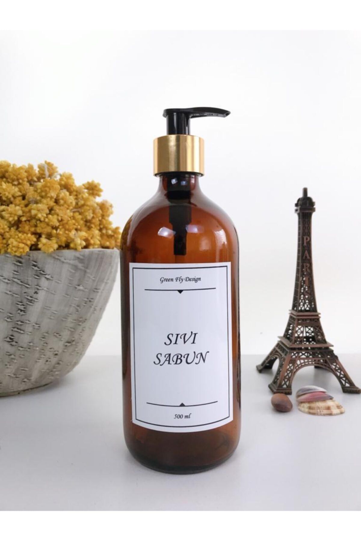 GREEN FLY DESİGN Amber Cam Şişe 500 Ml Sıvı Sabun