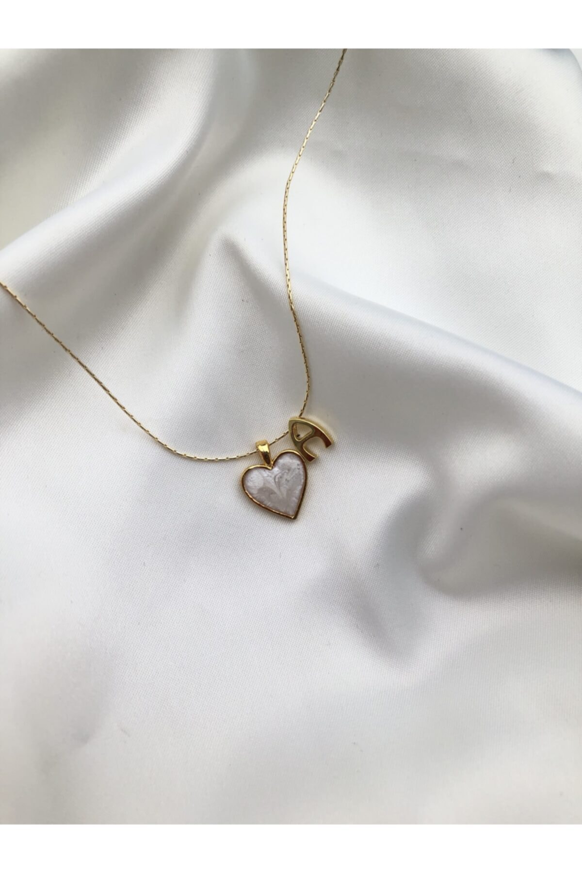 Claritas Takı Kadın Altın Kaplama Sedef Kalpli A Harfli Kolye