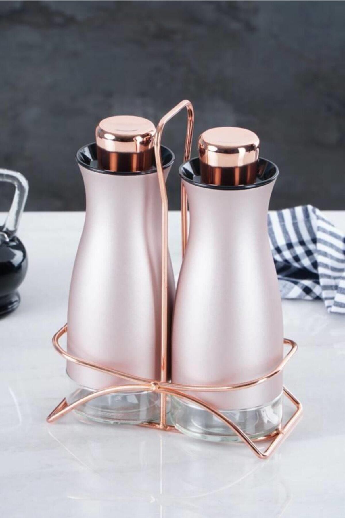ACAR Noir Rose 2li Metal Standlı Cam Yağlık Sirkelik