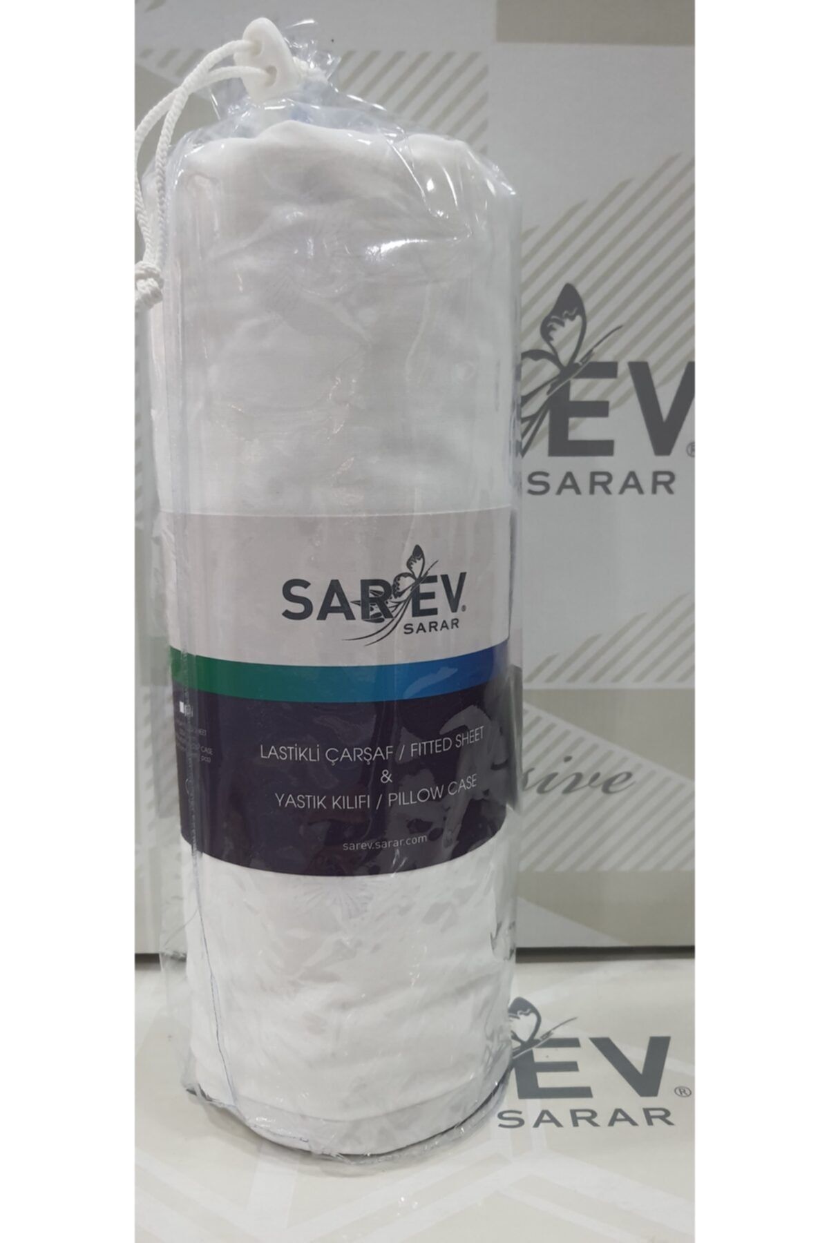 Sarev Fitted Lastikli Çarşaf 2 Yastık Kılıfı Set Çift Kişilik Beyaz %100 Pamuk 160x200cm