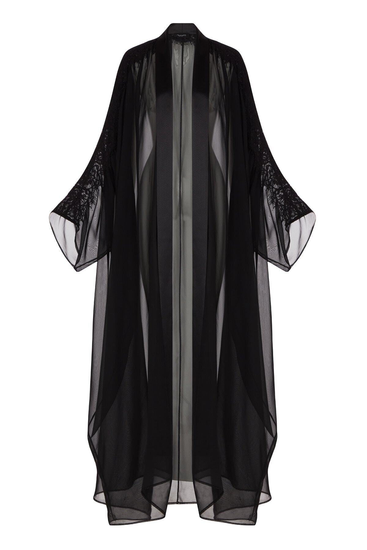Nuum Design Dantel Detaylı Şifon Abaya