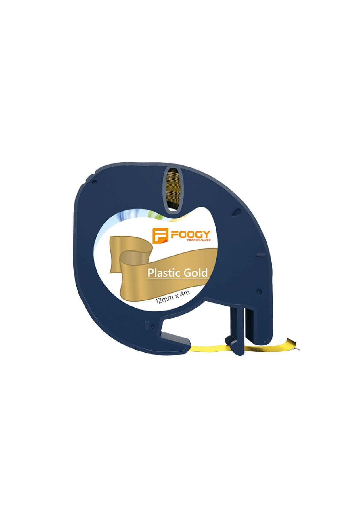 FOOGY Dymo Muadili Plastic Şerit Etiket Gold 12 mm X 4 mt