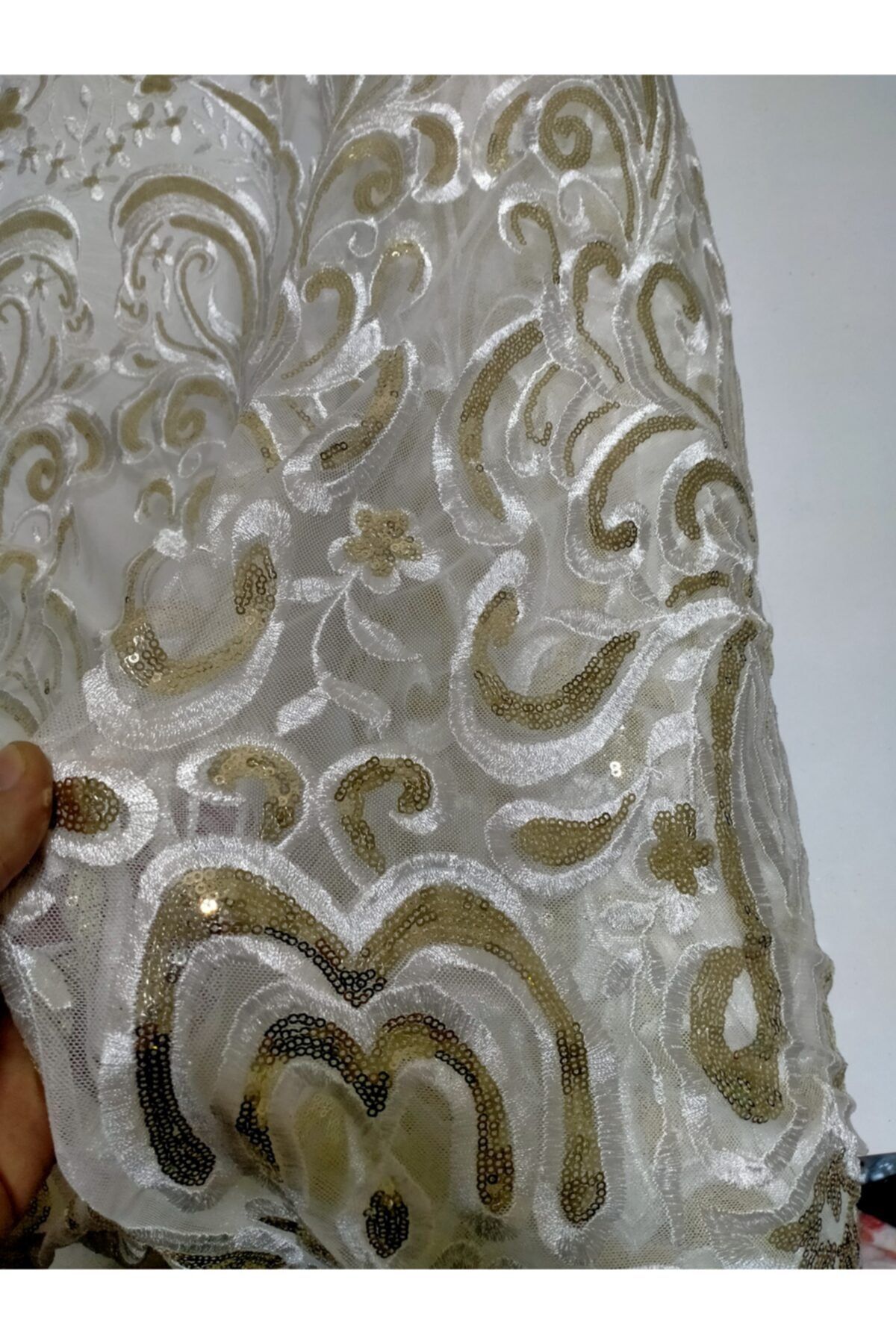 Lüks Kumaş Gold Pul Payetli Kumaş